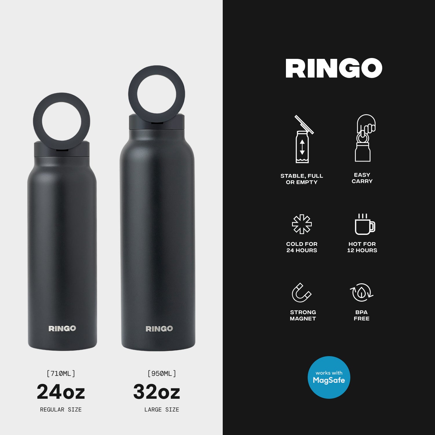 Ringo Water Bottle with Magnetic Phone Mount