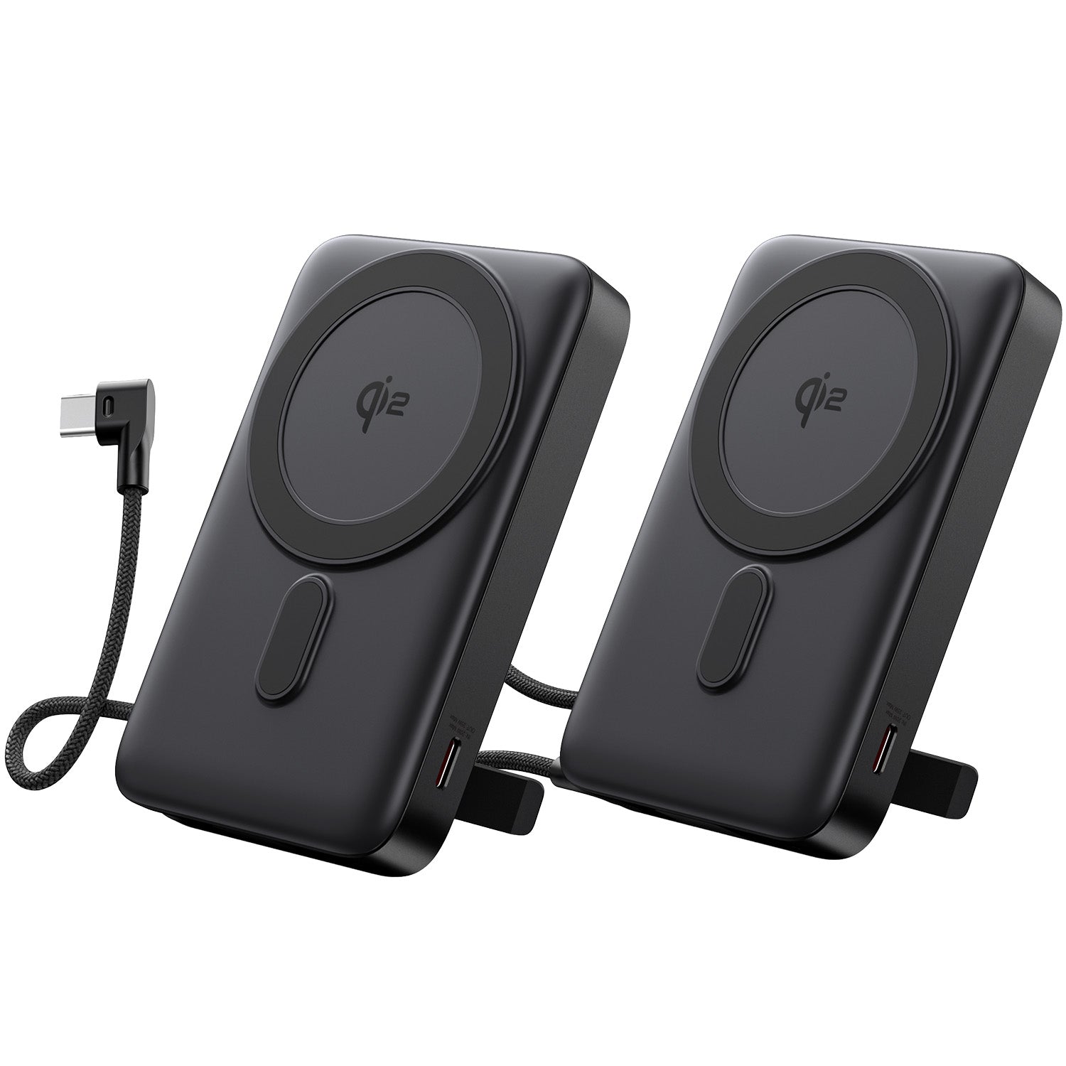 2 Pack Tough On MagSafe Power Bank Qi2 10000mAh Built-in Cable and Stand