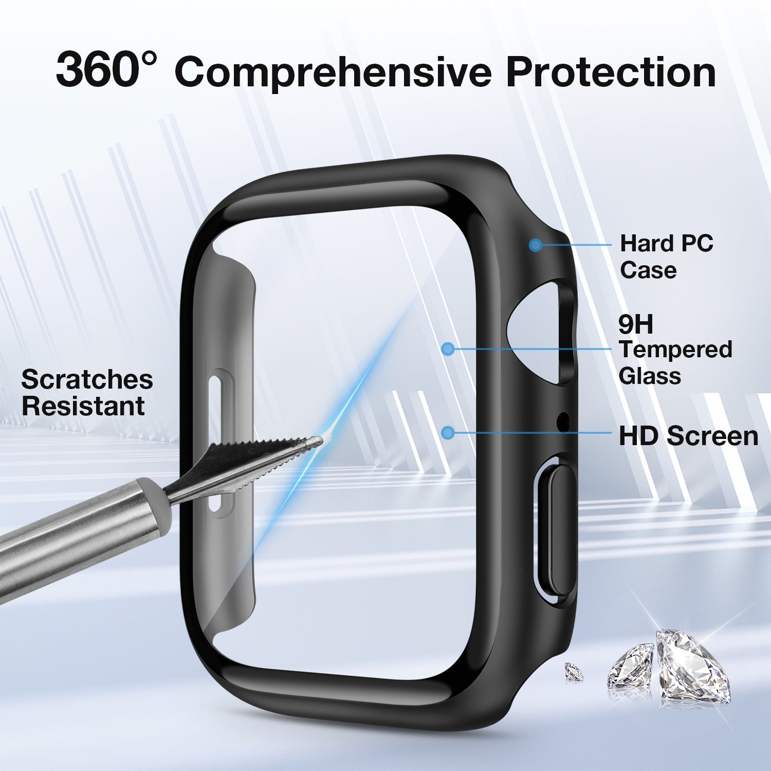 Tough On Apple Watch Case Series 9 / 8 / 7 41mm with Tempered Glass Screen Protector