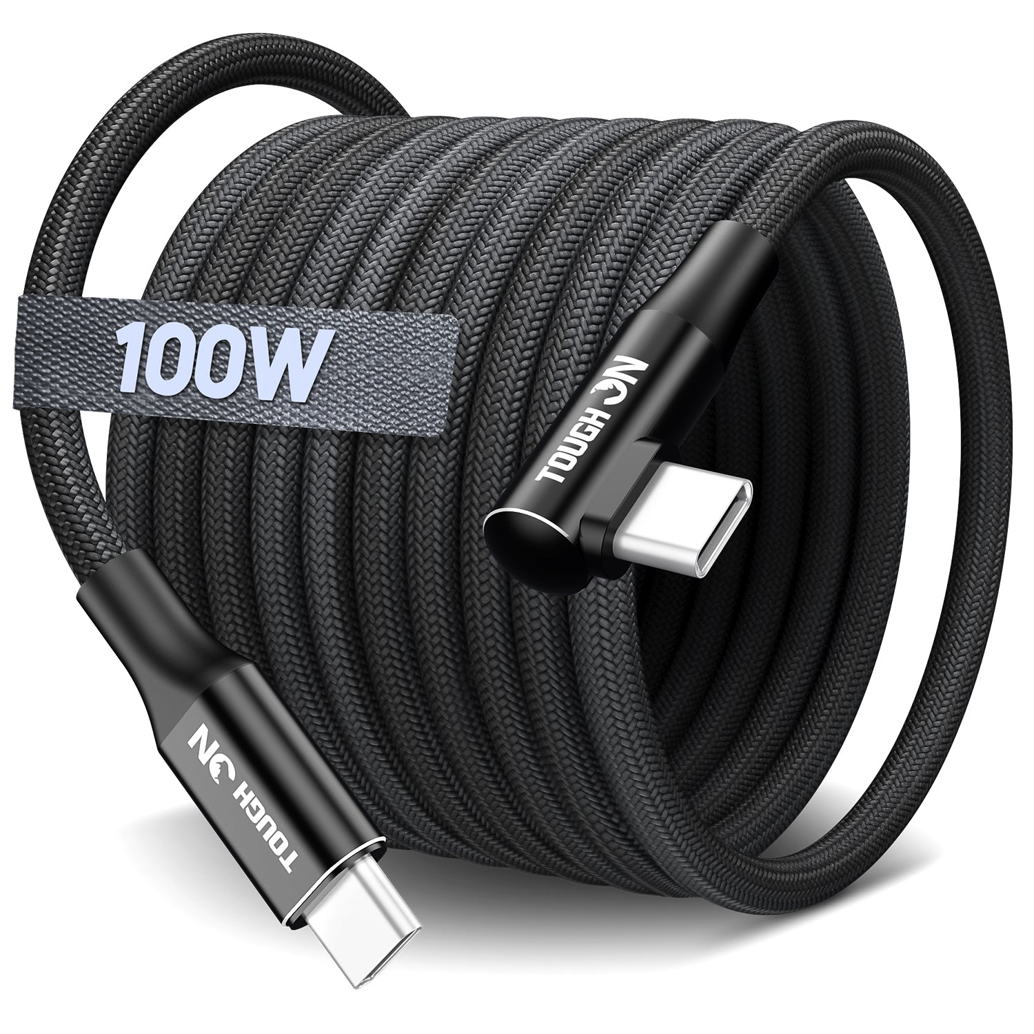 Tough On USB C to USB C Charger Cable 100W Right Angle Type C Fast Charging Cable 2M