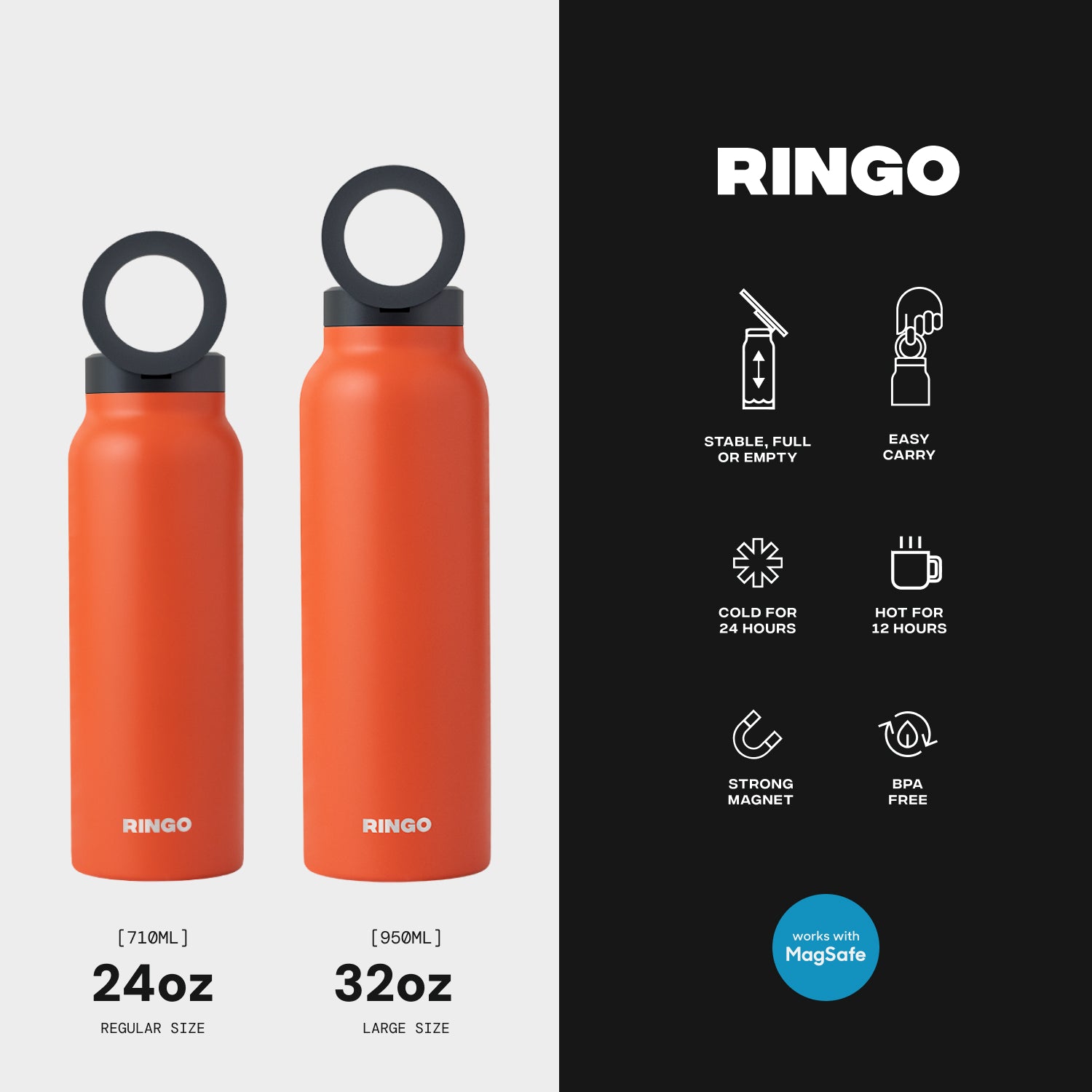 Ringo Water Bottle with Magnetic Phone Mount