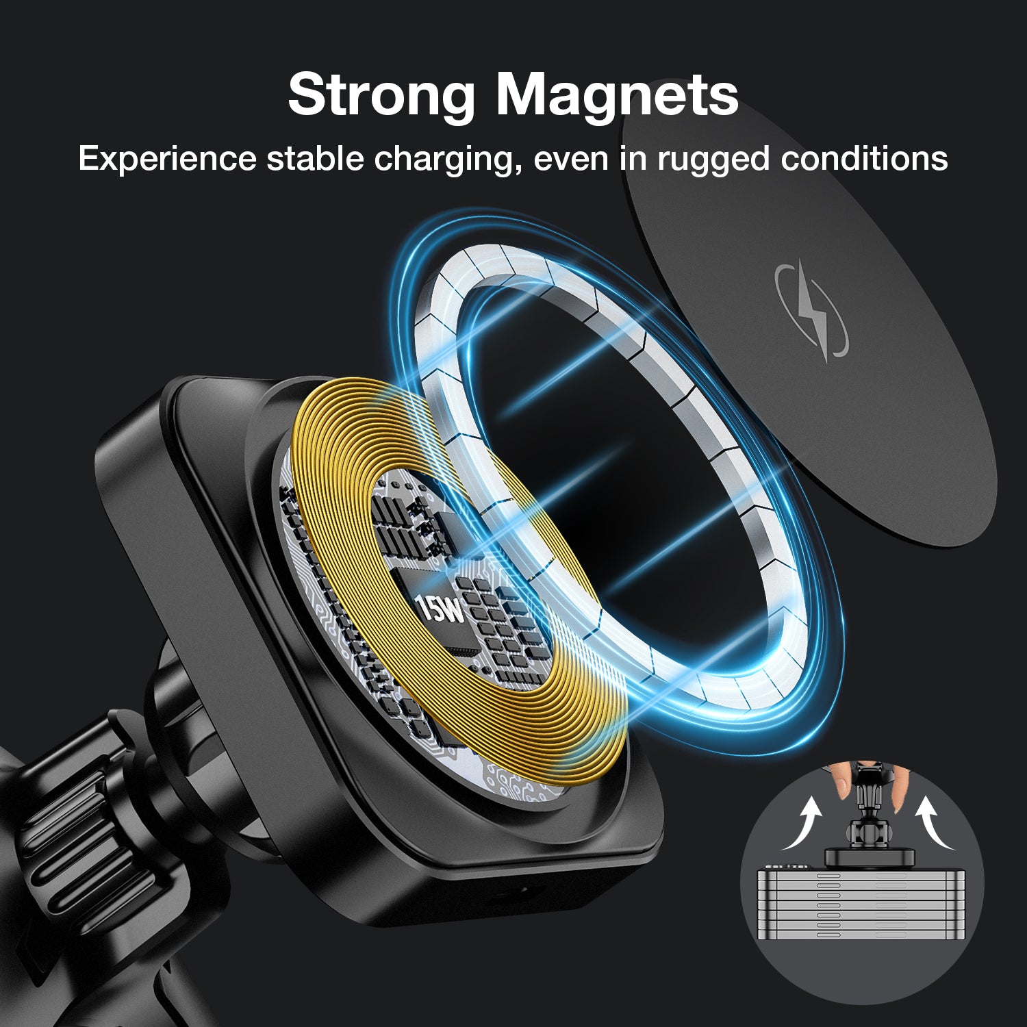 Tough On Magnetic Wireless Car Charger Mount with MagSafe and Car Charger