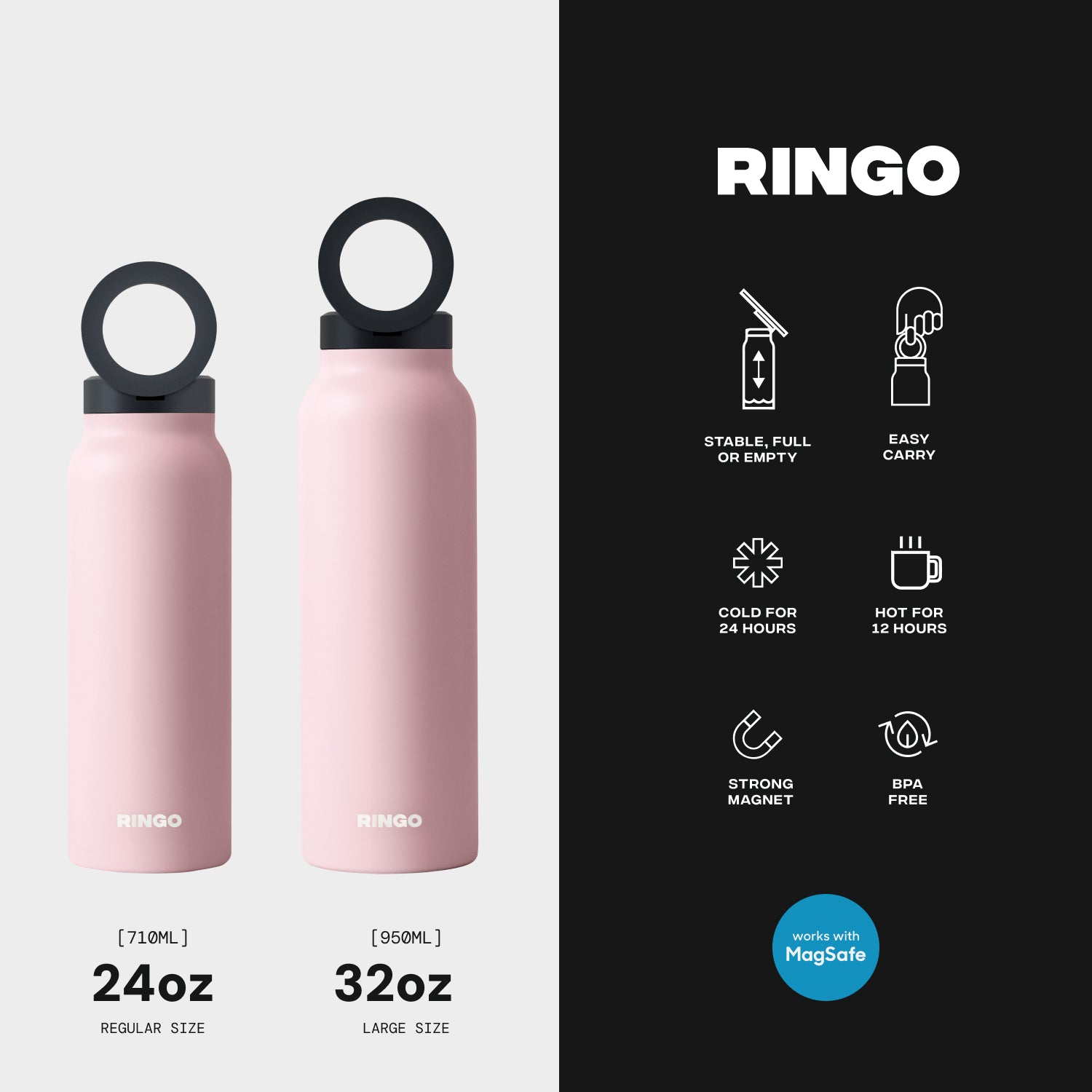 Ringo Water Bottle with Magnetic Phone Mount