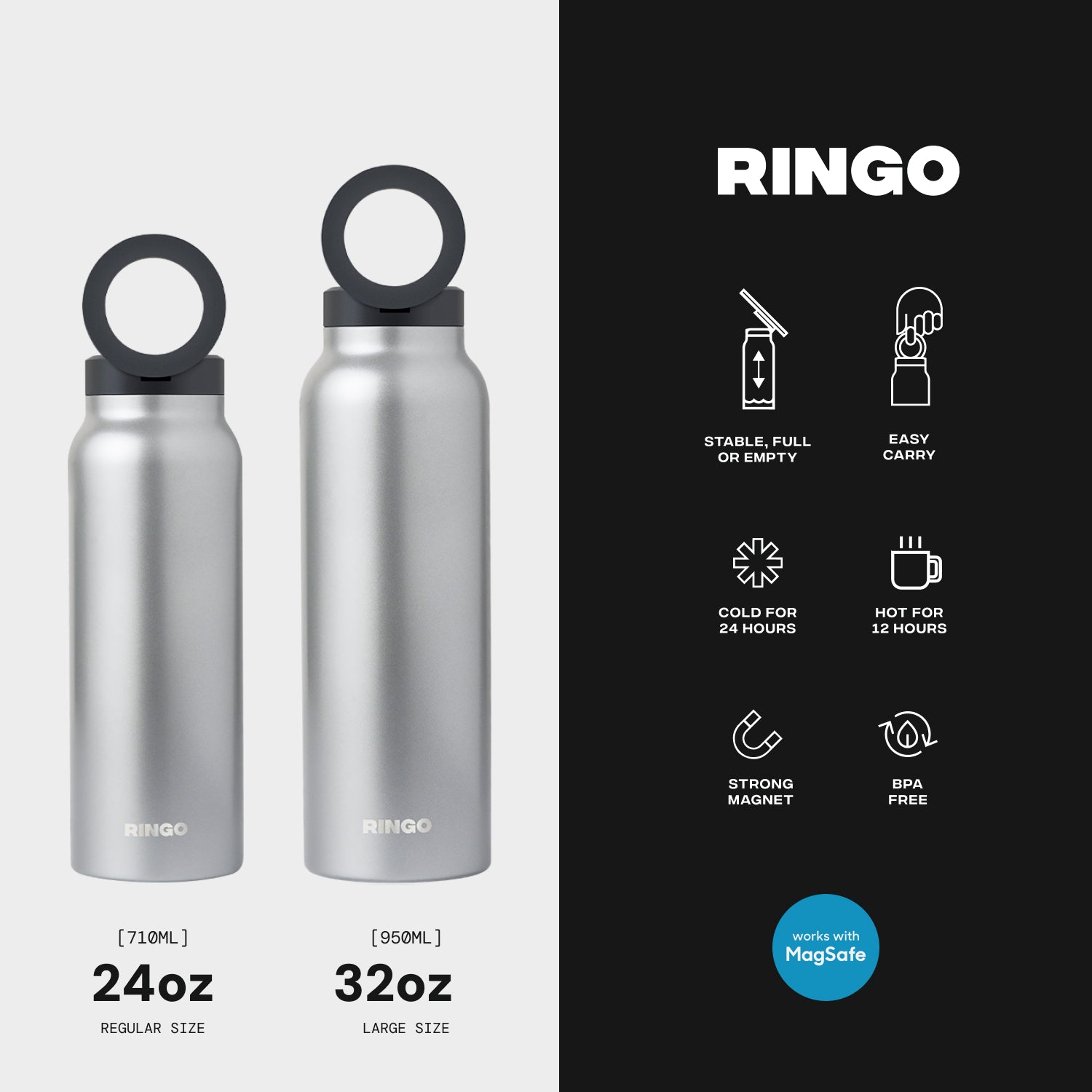 Ringo Water Bottle with Magnetic Phone Mount