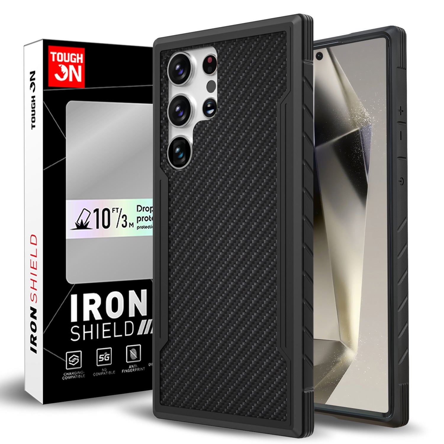 Tough On Samsung Galaxy S24 Ultra Case Iron Shield Carbon Fiber