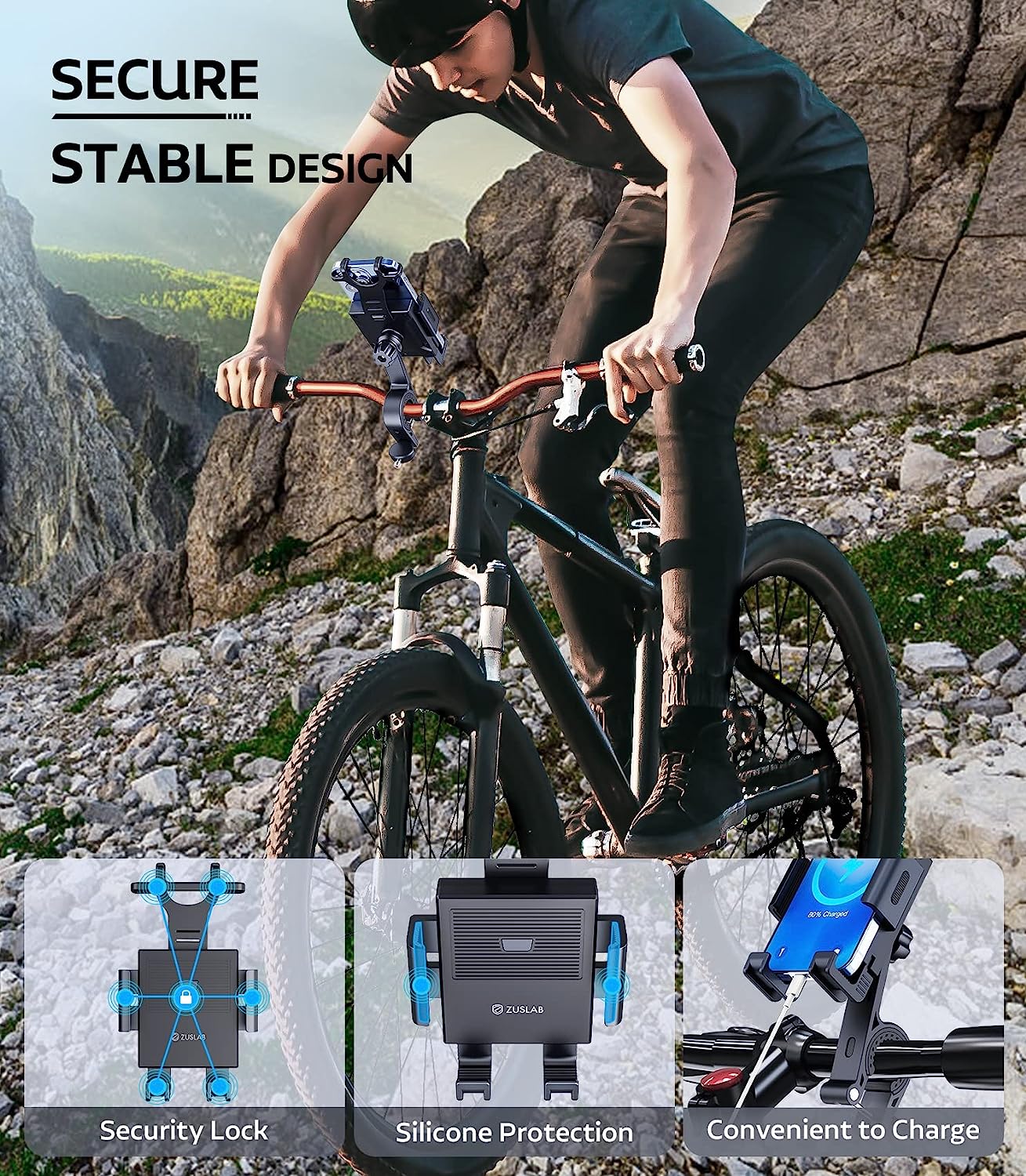 Zuslab Motorcycle Bike Phone Mount for Smartphones