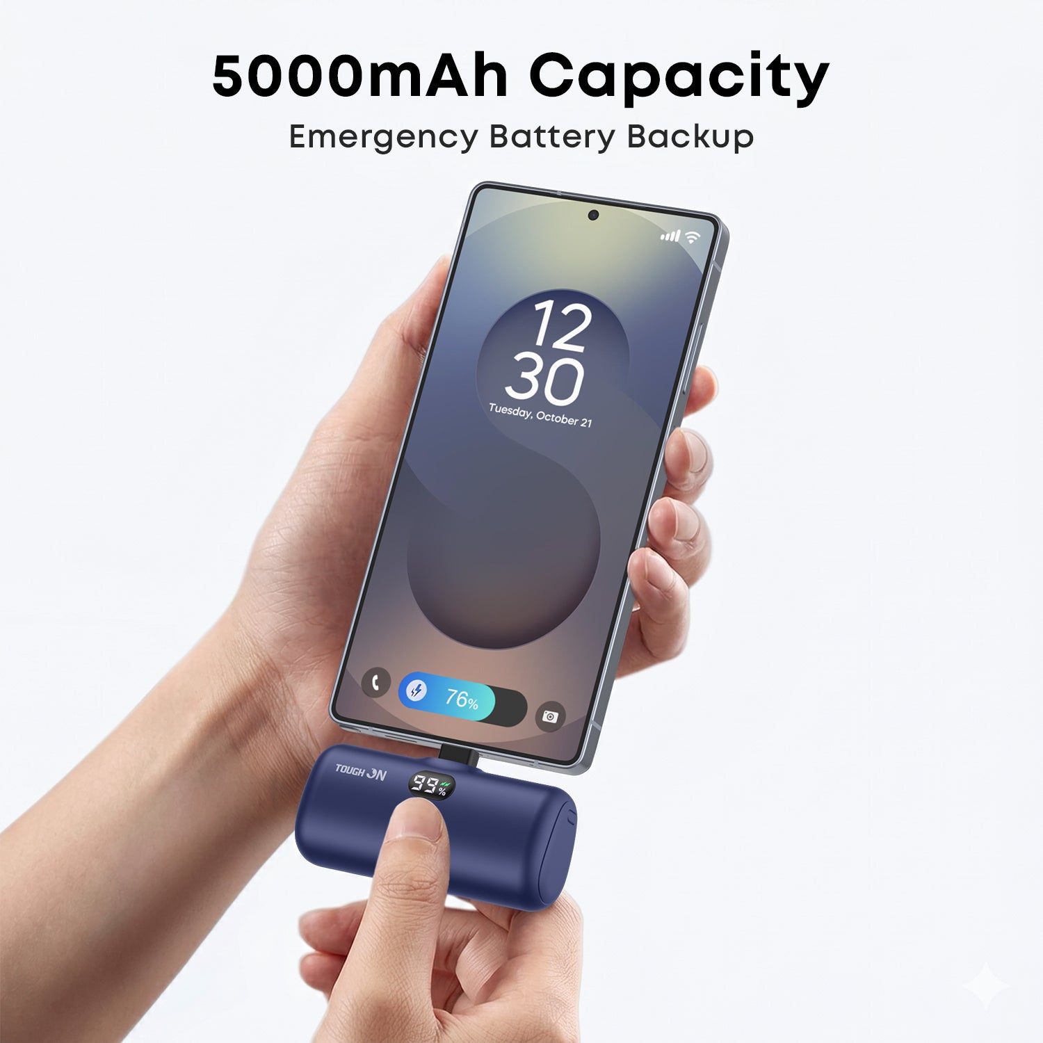 Tough On Mini Portable Charger 5000mAh Power Bank USB C Charging for Samsung Android iPhone 15 / 16 / 17 Series