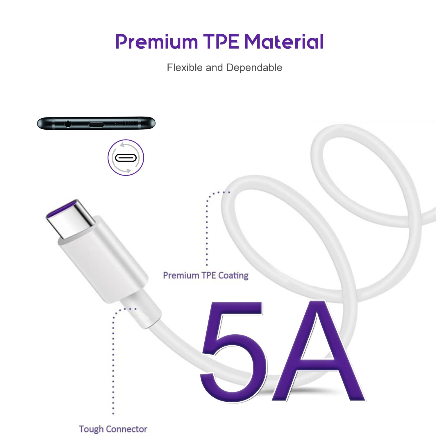 Tough On Type-A to Type-C Charging Cable 0.3M