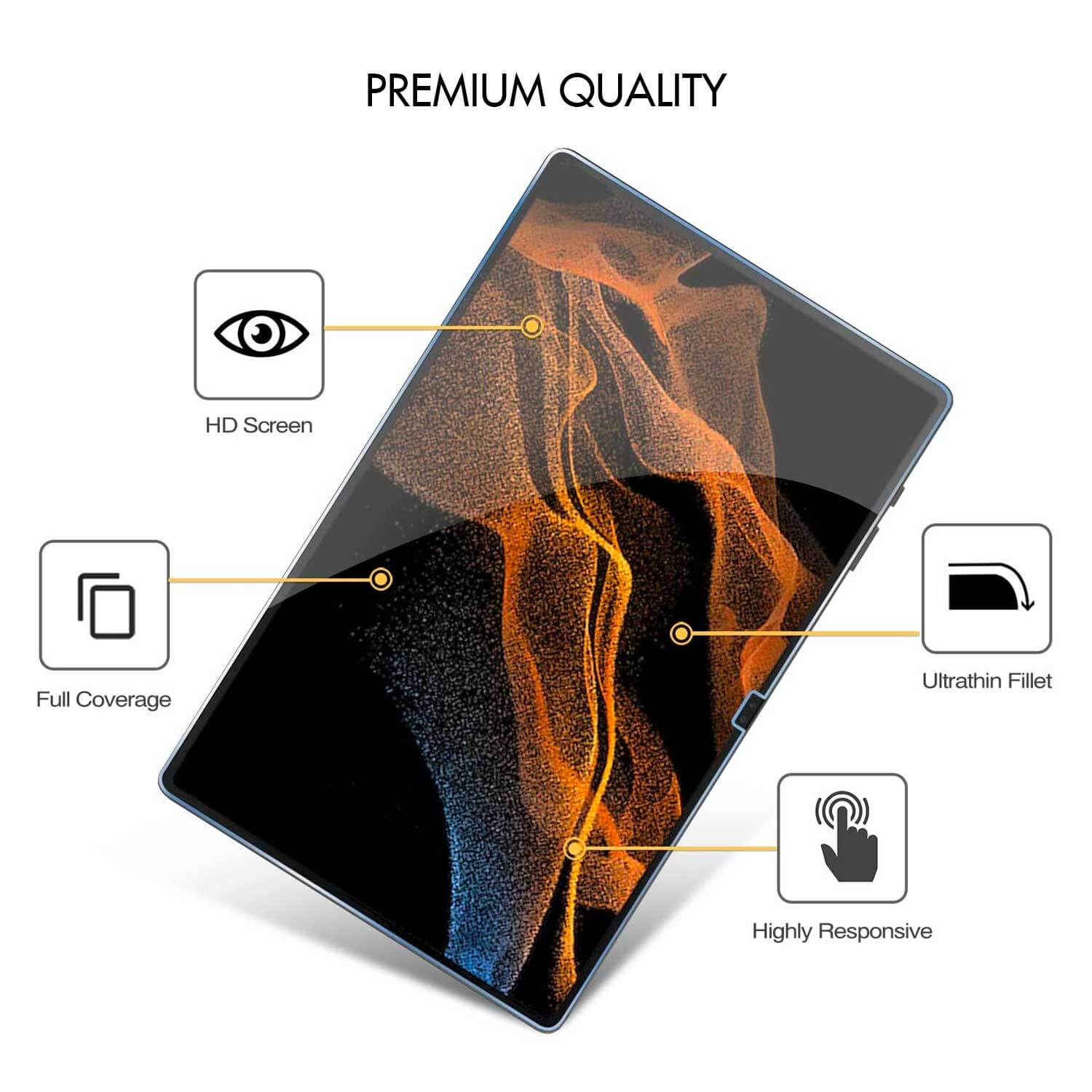 Tough On Samsung Galaxy Tab S11 Ultra / S10 Ultra / S9 Ultra / S8 Ultra Premium Tempered Glass Screen Protector