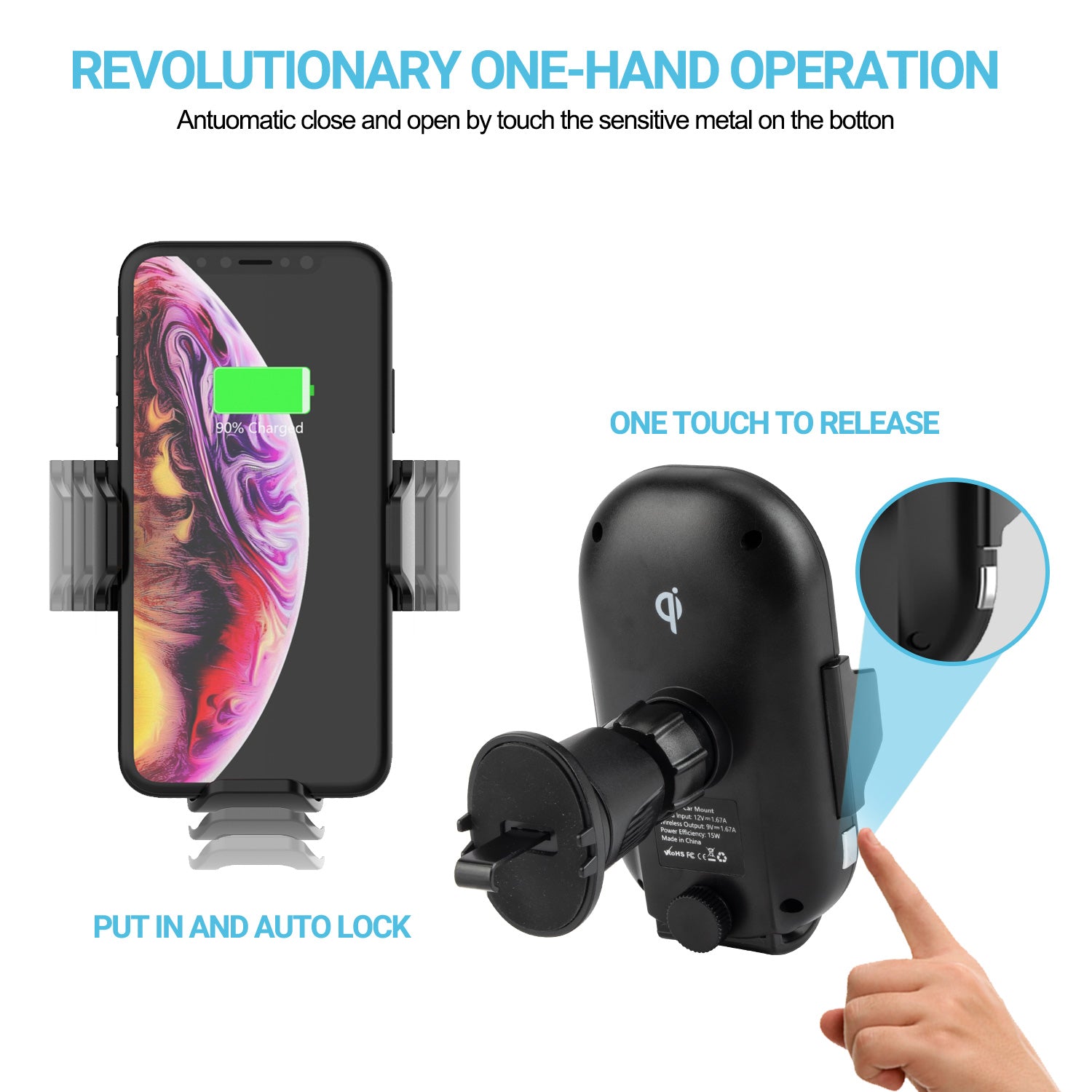 Tough On 15W Automatic Wireless Car Charging Mount