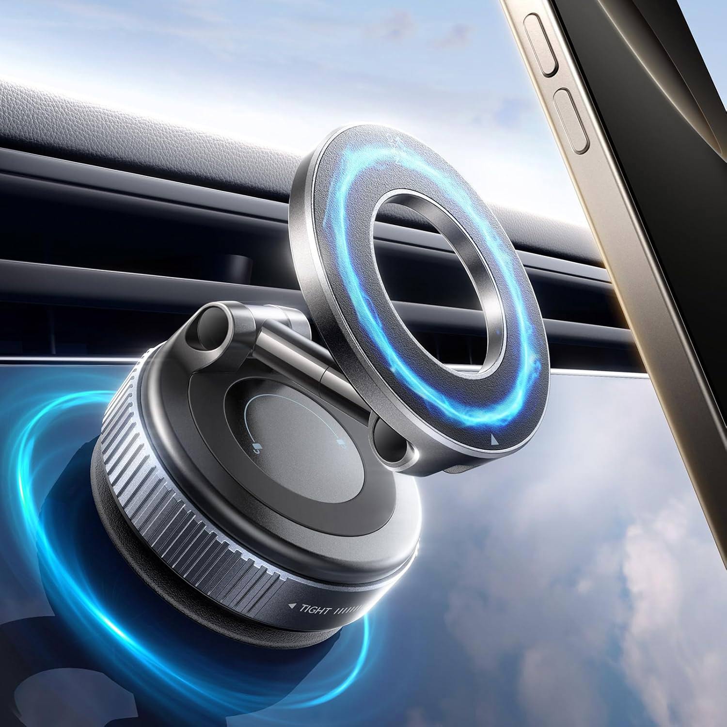 Magnetic Suction Phone Mount, Air Suction Magnetic Car Phone Holder, Adjustable Cell Phone Mount, Compatible With Most Smartphones, For Smooth Surfaces Like Car Glass Wall Tiles (Silver Magnetic Suction Phone Mount, Air Suction Magnetic Car Phone Holder, Adjustable Cell Phone Mount, Compatible With Most Smartphones, For Smooth Surfaces Like Car Glass Wall Tiles (Silver