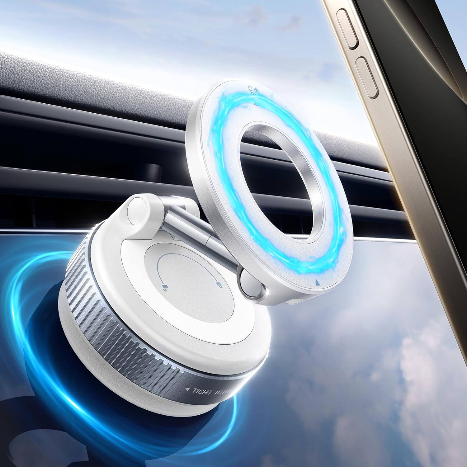 360° Car Mount Magnetic Phone Holder with Vacuum Suction