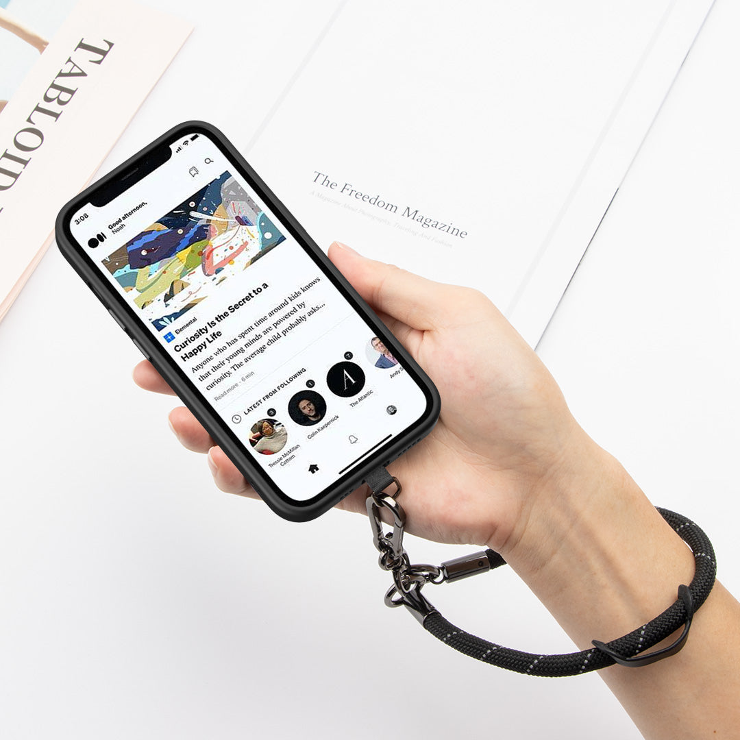 Tough On Rope Phone Wristlet Strap with Card Black