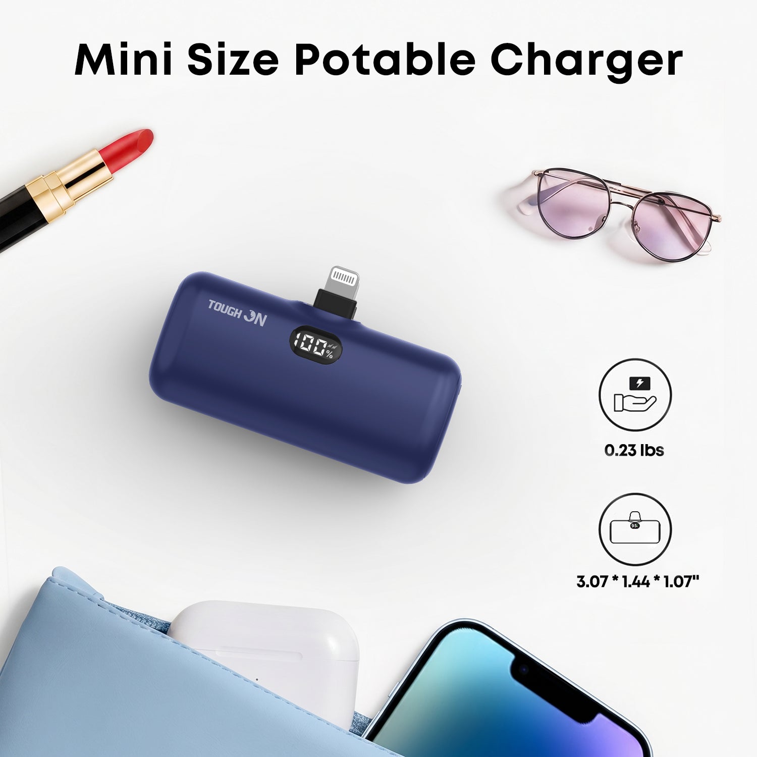Tough On Mini Portable Charger 5000mAh Power Bank PD Fast Charging for iPhone