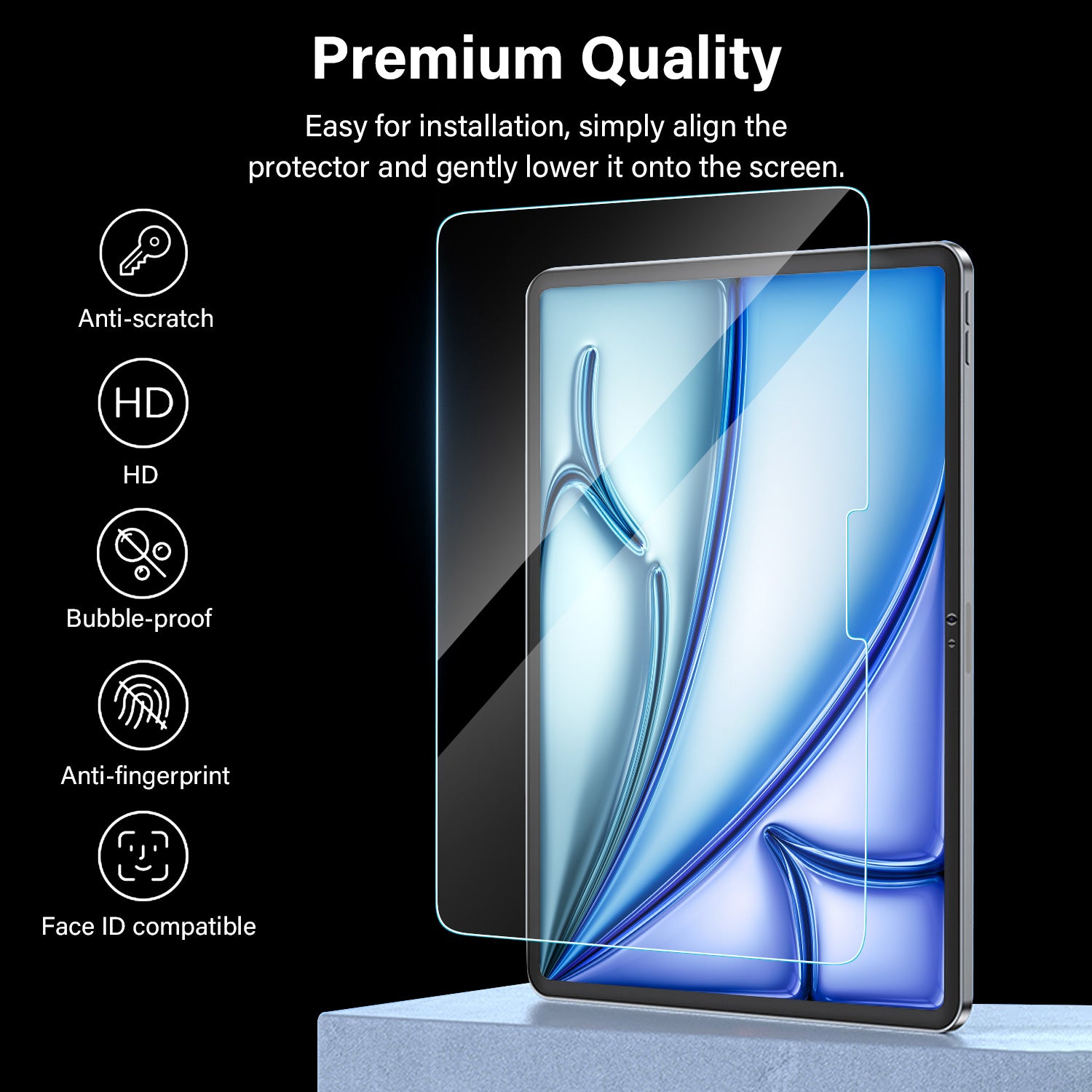 Tough On iPad A16 / iPad Air 11" 2024 / 2025 Screen Protector Full Cover Tempered Glass