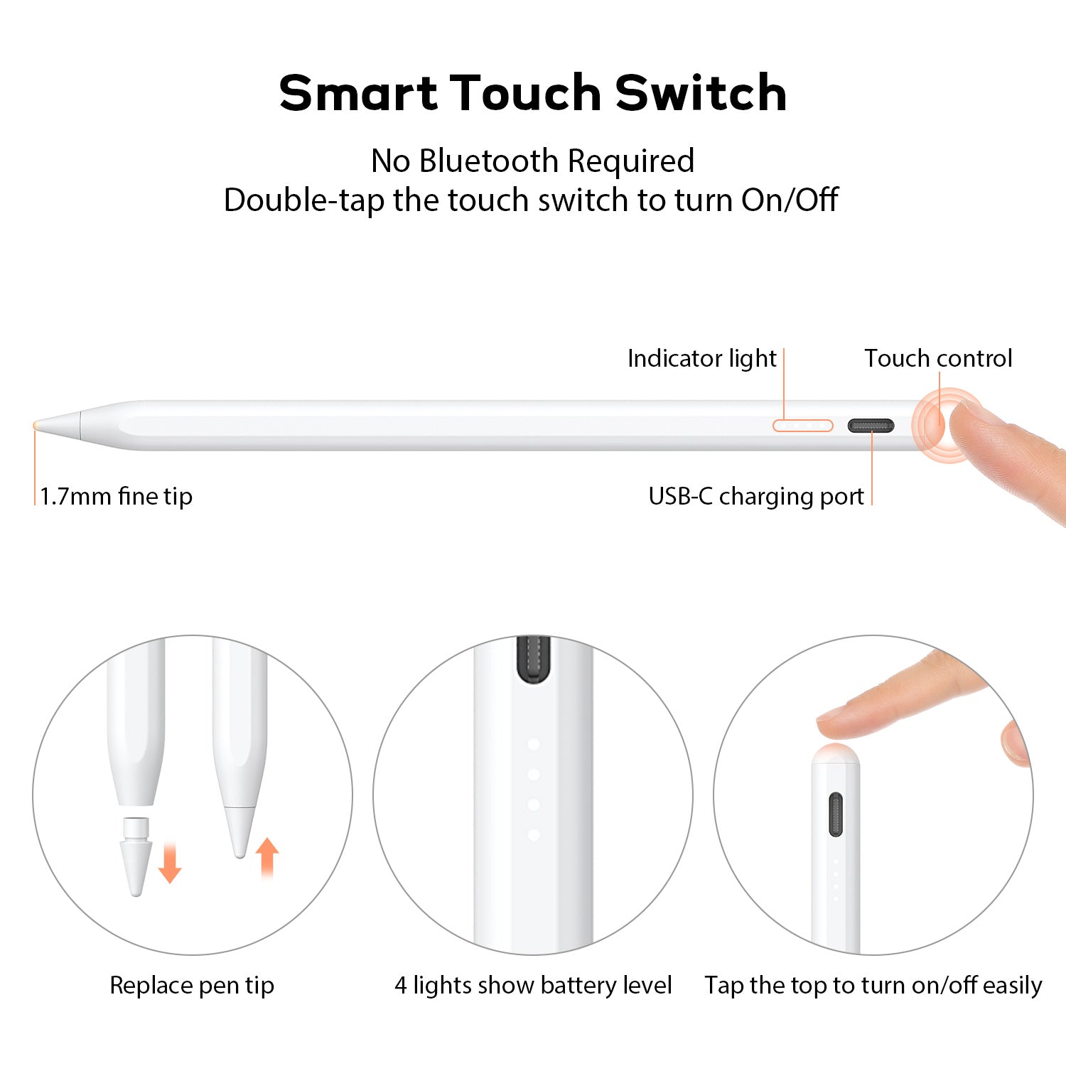 Active Stylus Pen for iPad / iPad Pro / iPad Mini / iPad Air 2018 2019 2020 2021 2022