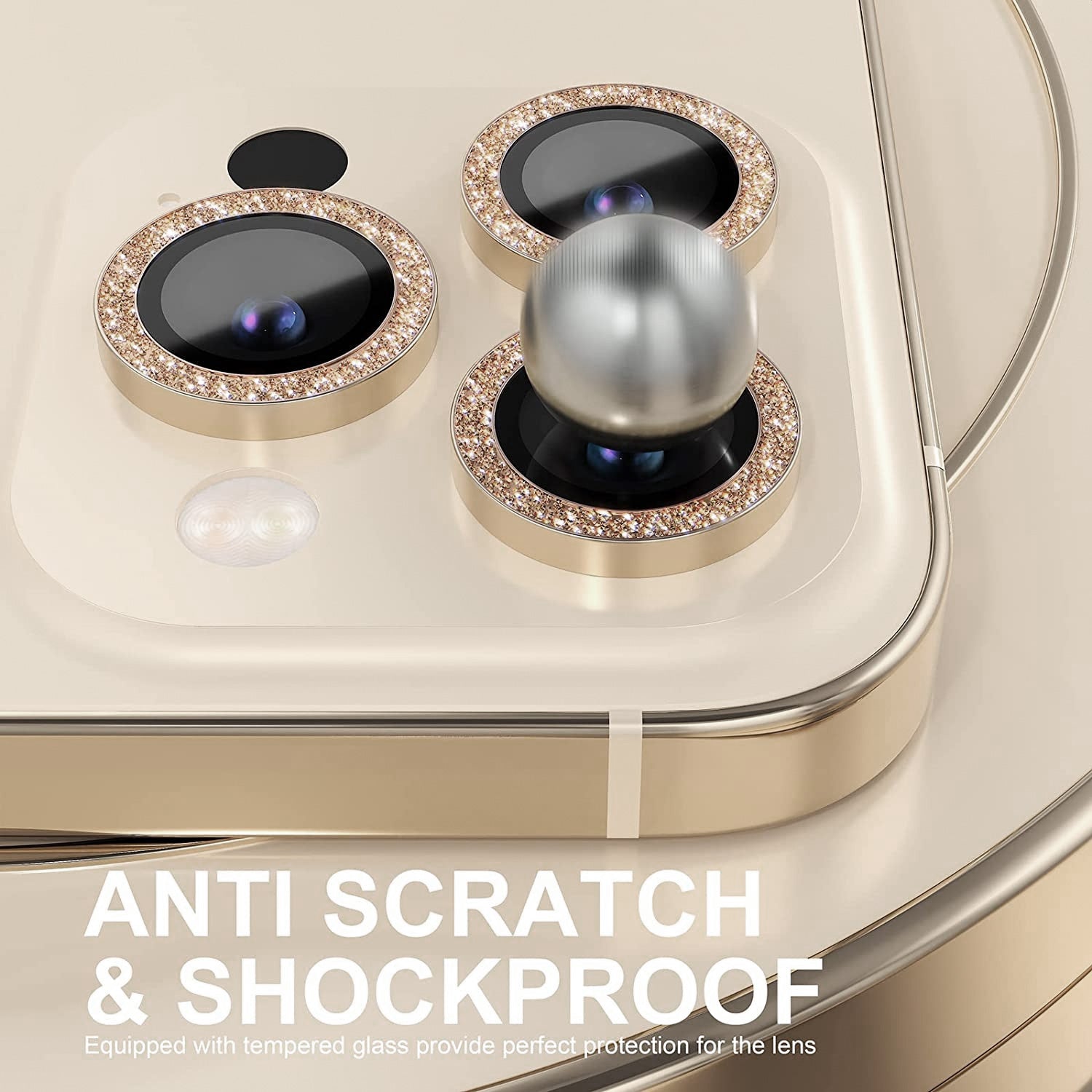 Tough On iPhone 14 Pro / Pro Max Rear Camera Lens Diamond Gold