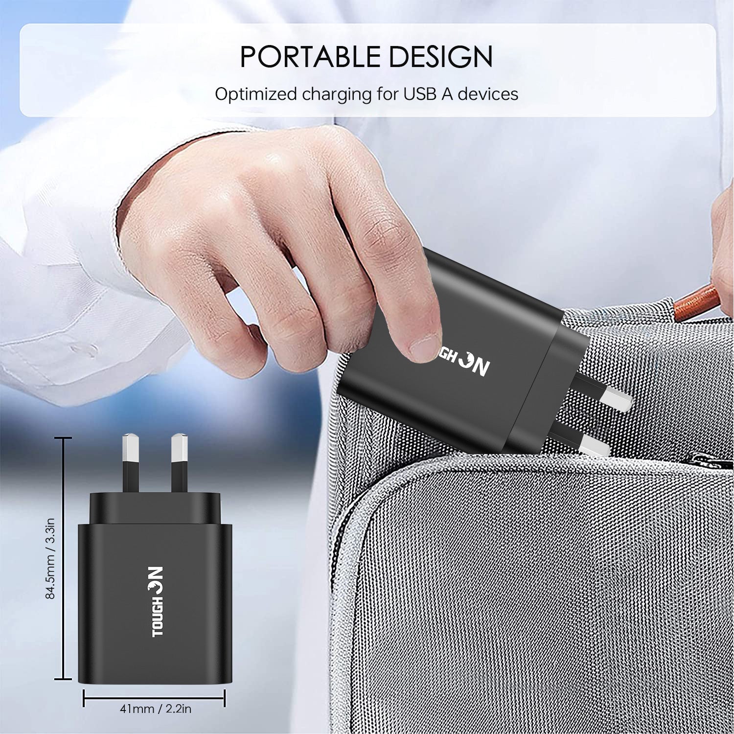 Tough On Wall Charger 18W USB A Fast Charge Black