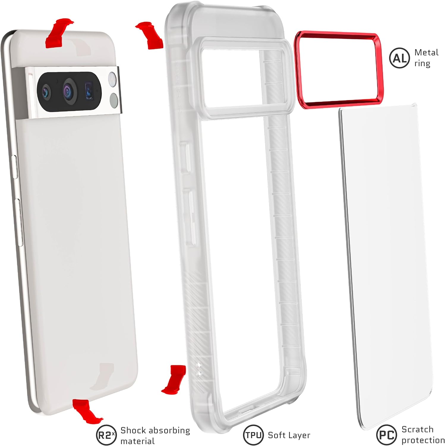 Ghostek Google Pixel 8 Pro Covert Ultra-Thin Clear Case Clear
