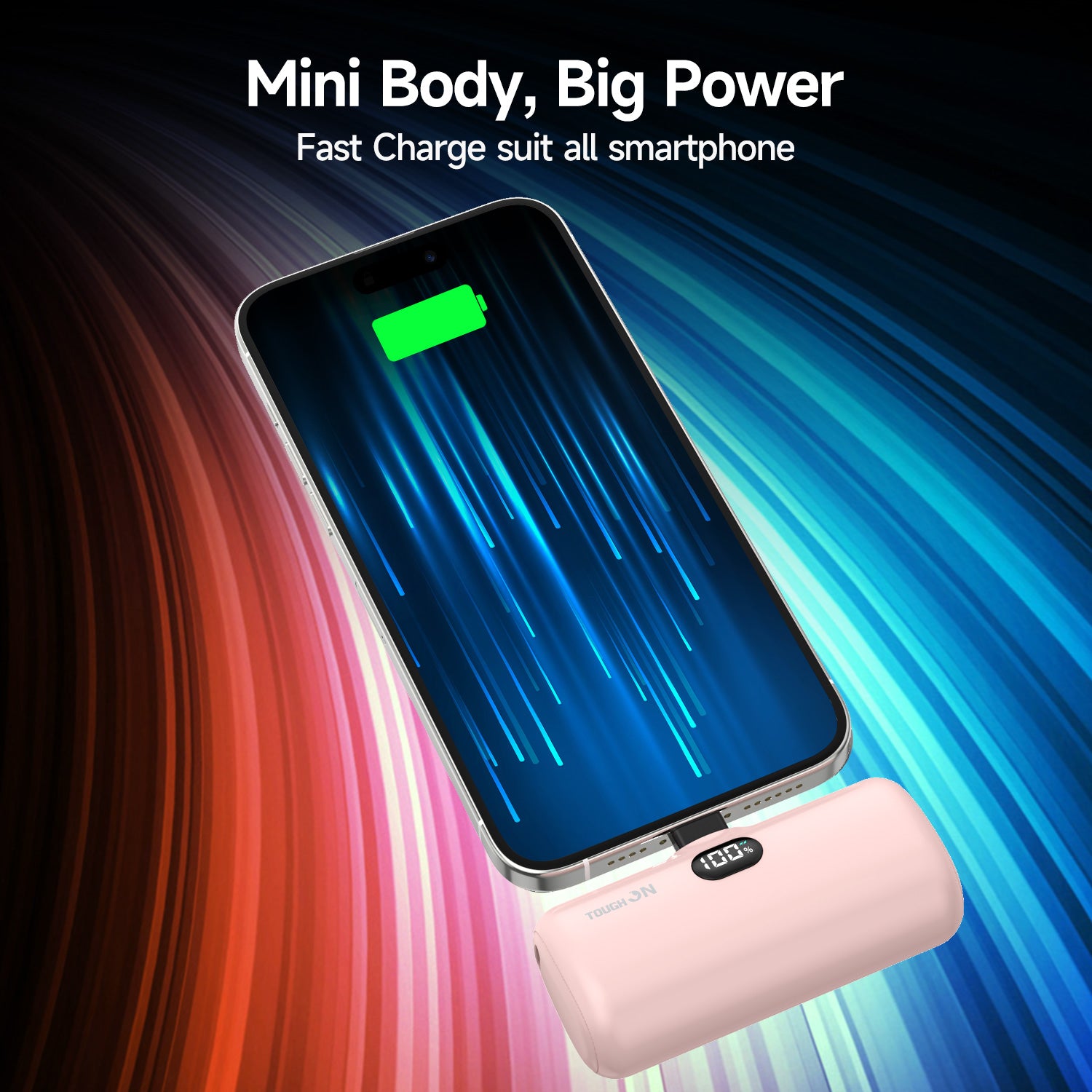 Tough On Mini Portable Charger 5000mAh Power Bank USB C Charging for Samsung Android iPhone 15 / 16 / 17 Series
