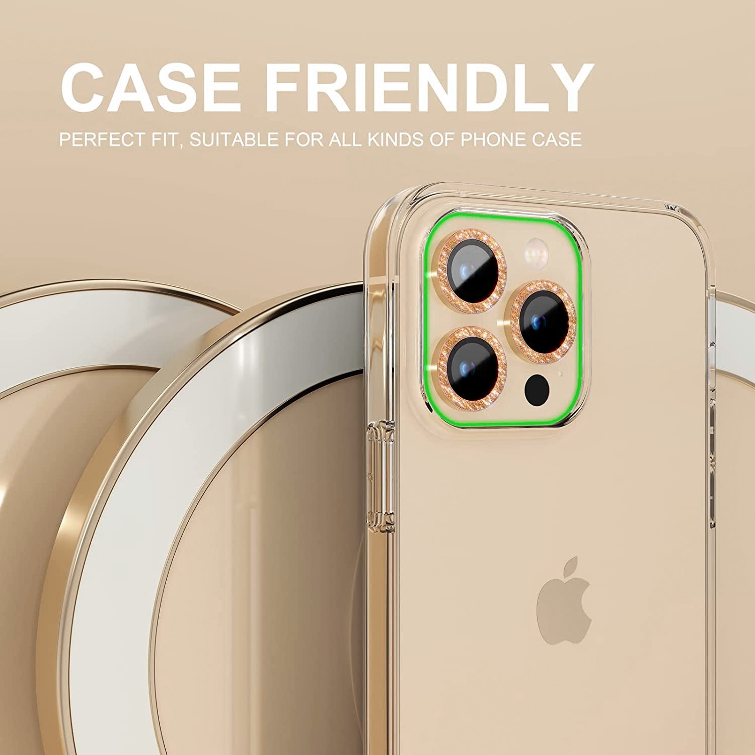 Tough On iPhone 14 Pro / Pro Max Rear Camera Lens Diamond Gold