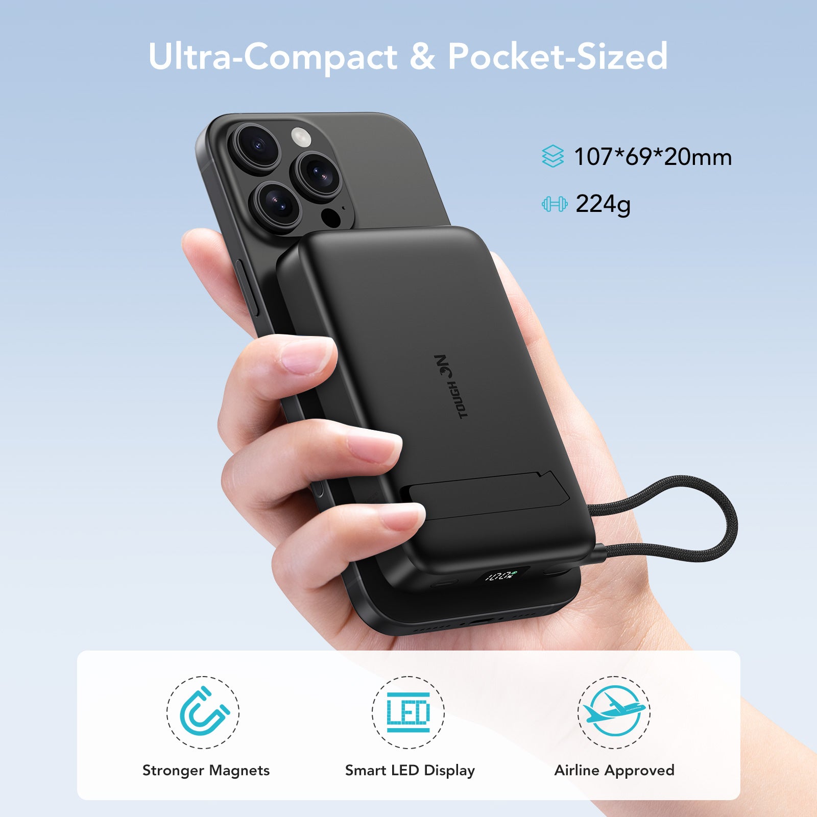 Tough On Qi2 10000mAh Power Bank and Mini Charger for USB-C Bundle