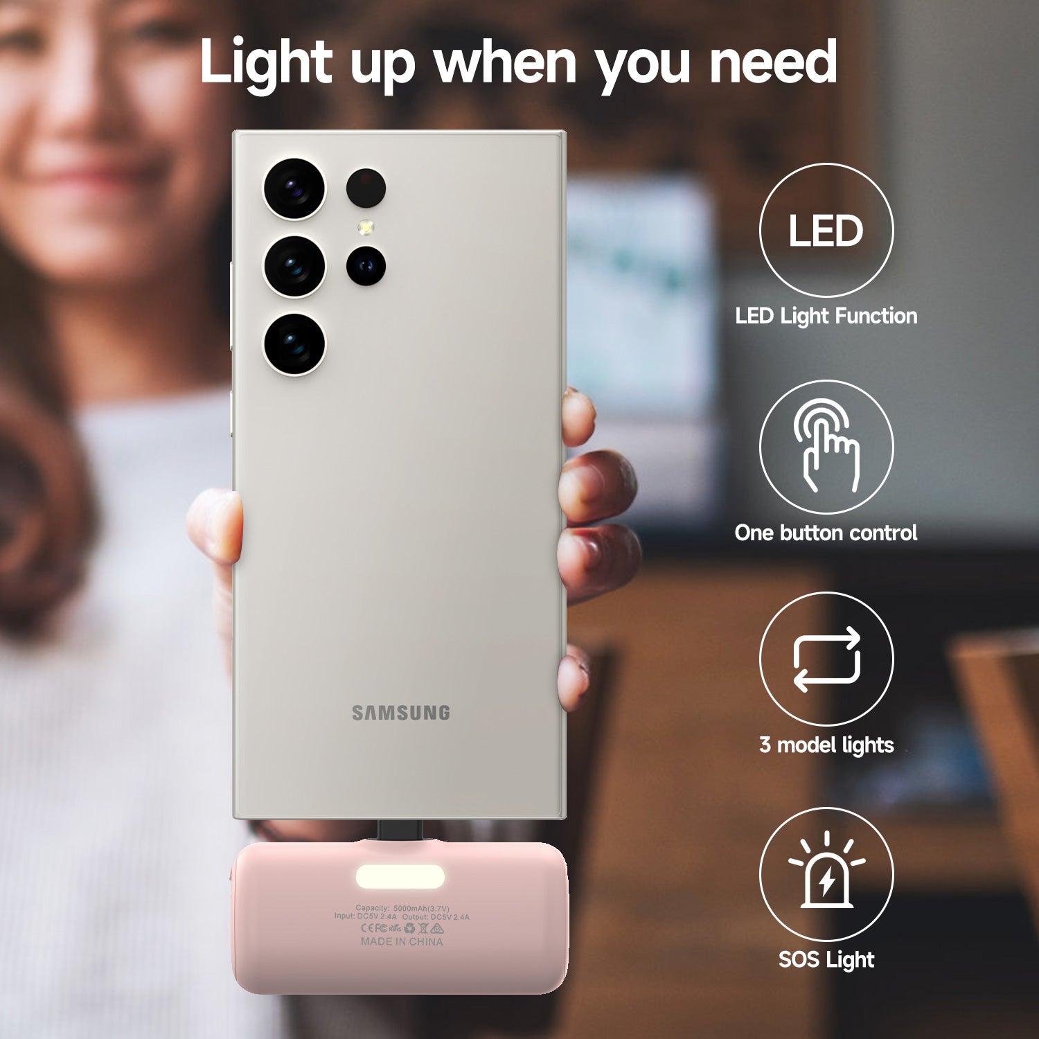 Tough On Mini Portable Charger 5000mAh Power Bank USB C Charging for Samsung Android iPhone 15 / 16 / 17 Series