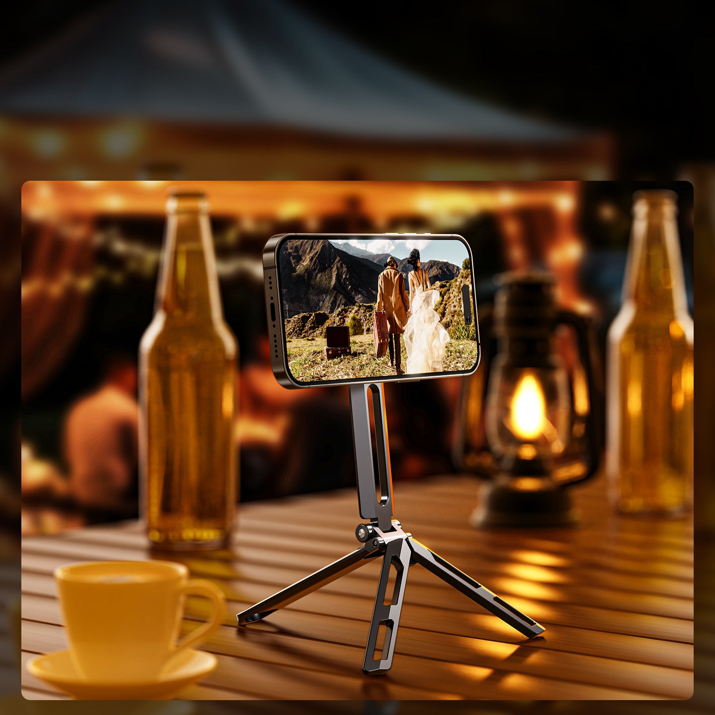 Magnetic Tripod Phone Holder Stand Grey