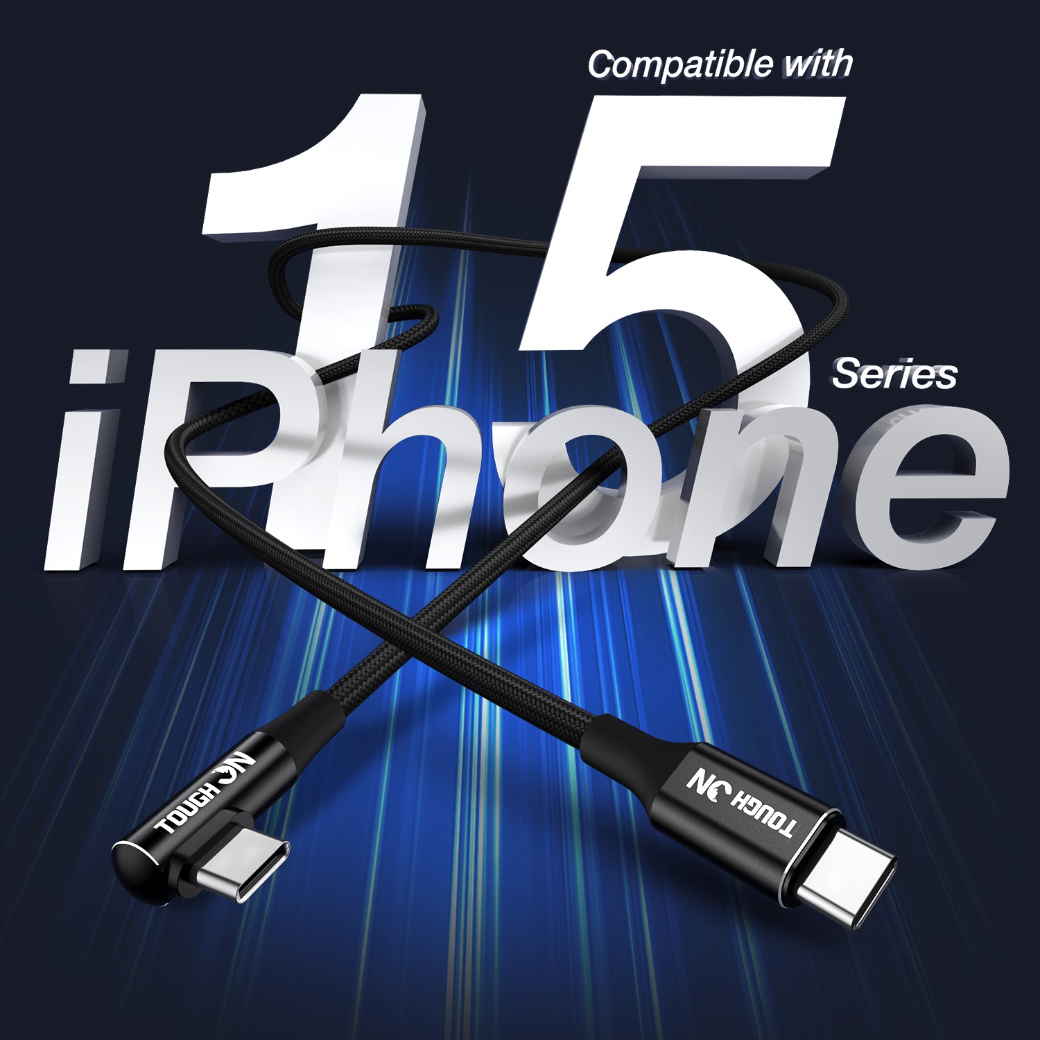 Tough On USB C to USB C Charger Cable 100W Right Angle Type C Fast Charging Cable