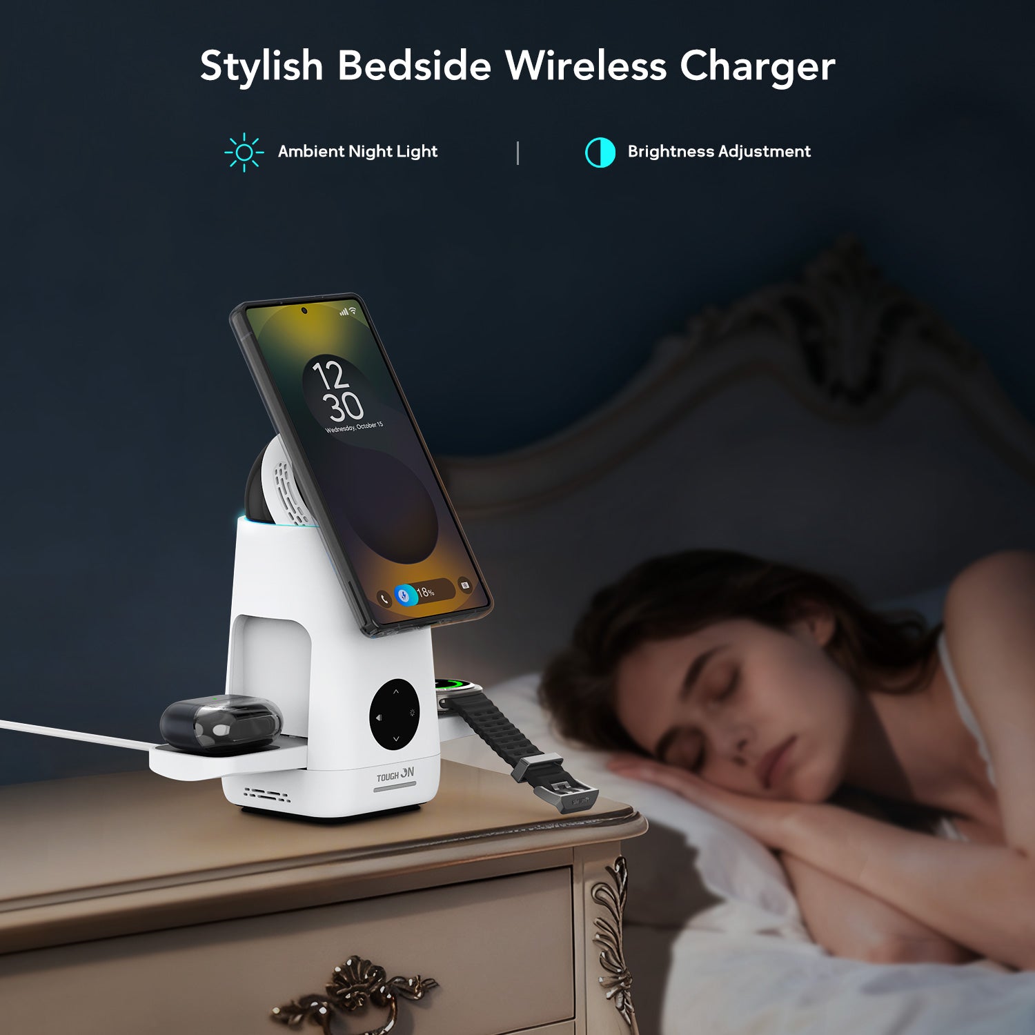 Tough On MagMax QI2 3-in-1 Wireless Charger with Smart Infrared Rotation