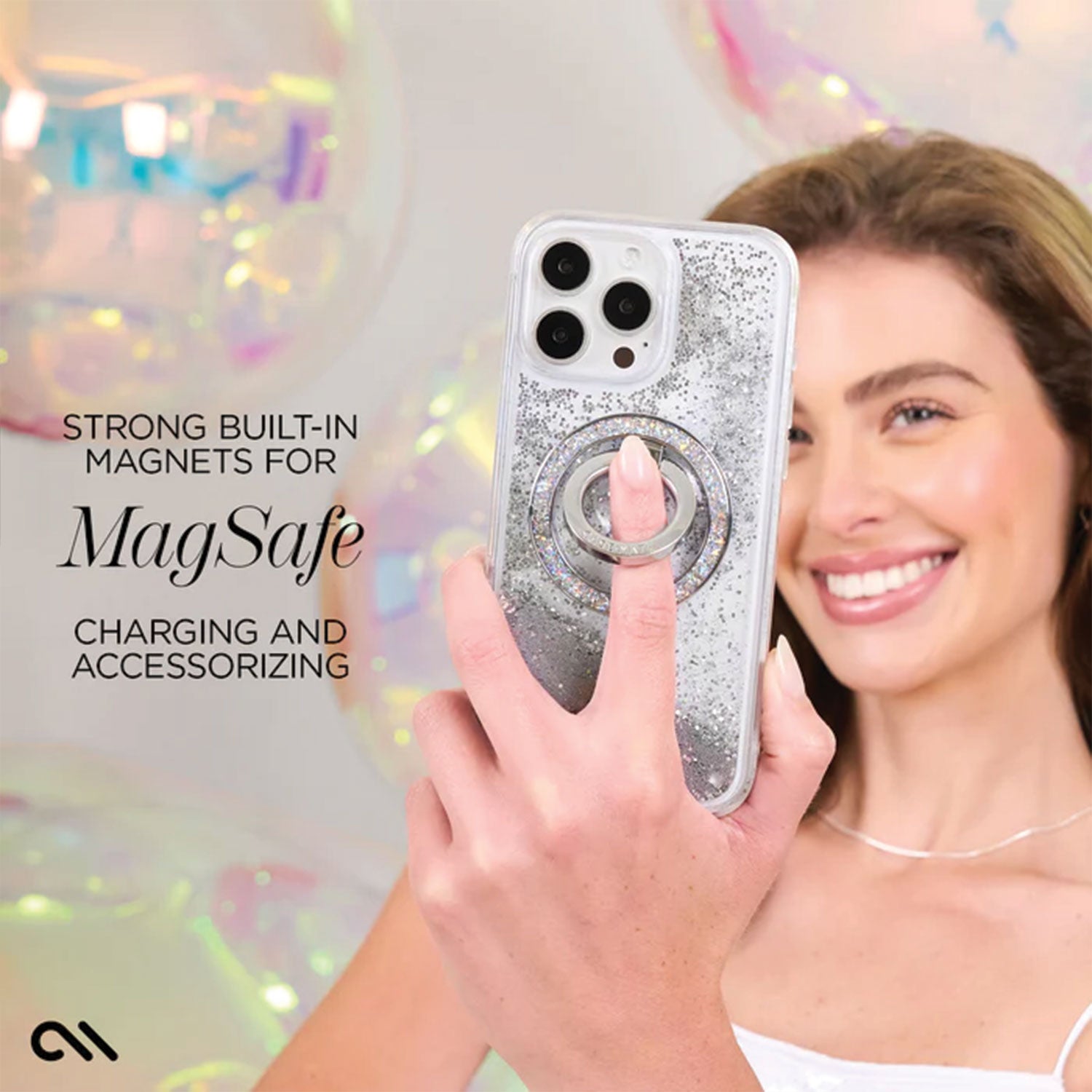 Case-Mate iPhone 16 Pro Case Waterfall Silver with MagSafe