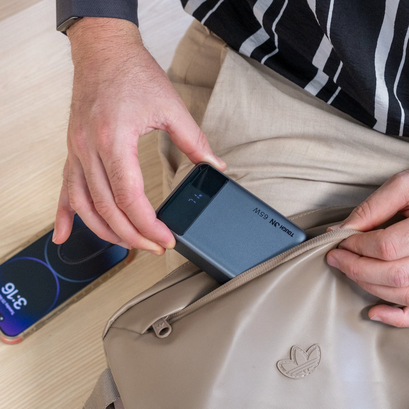 2 Pack Tough On 65W 20000mAh Power Bank Built-in USB-C Cable