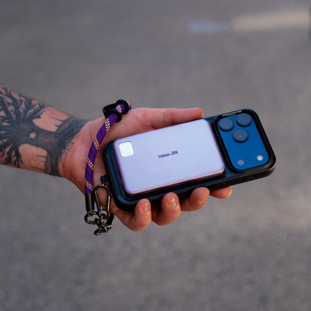 photo with power bank, wristlet and case