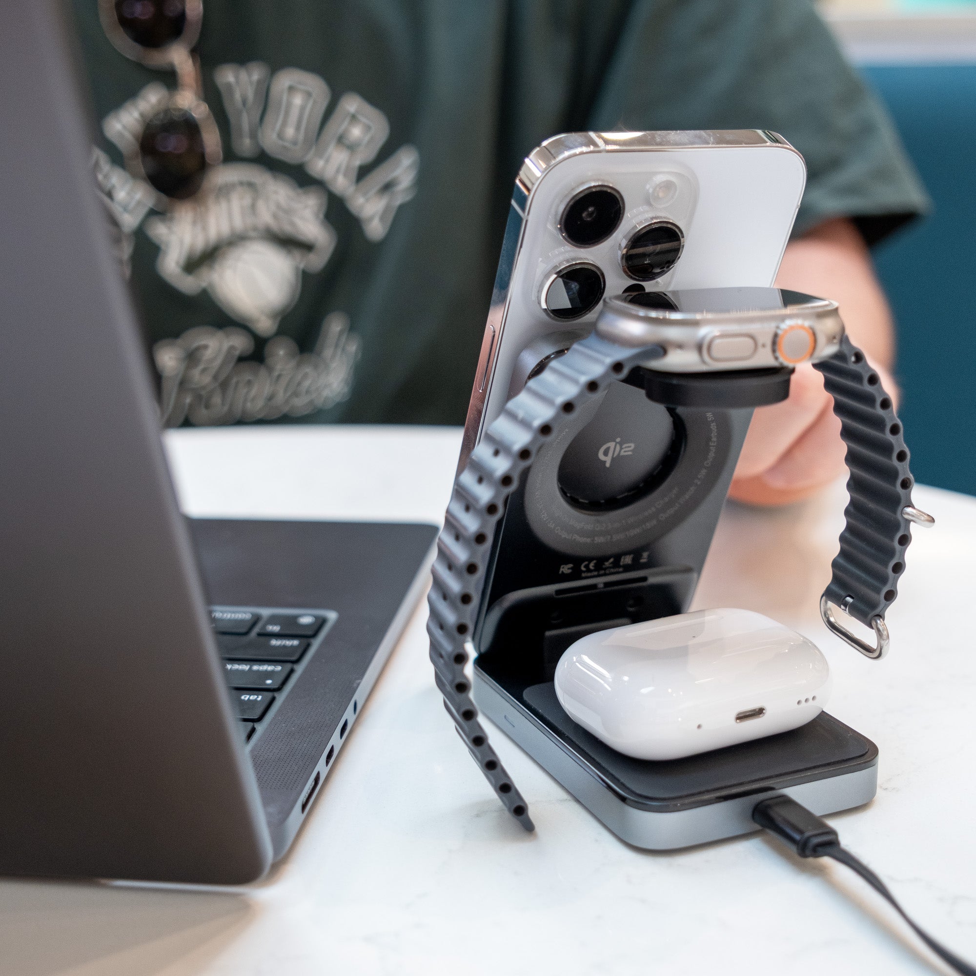 Tough On MagFold Qi2 3-in-1 Wireless Charger Foldable Compatible with MagSafe