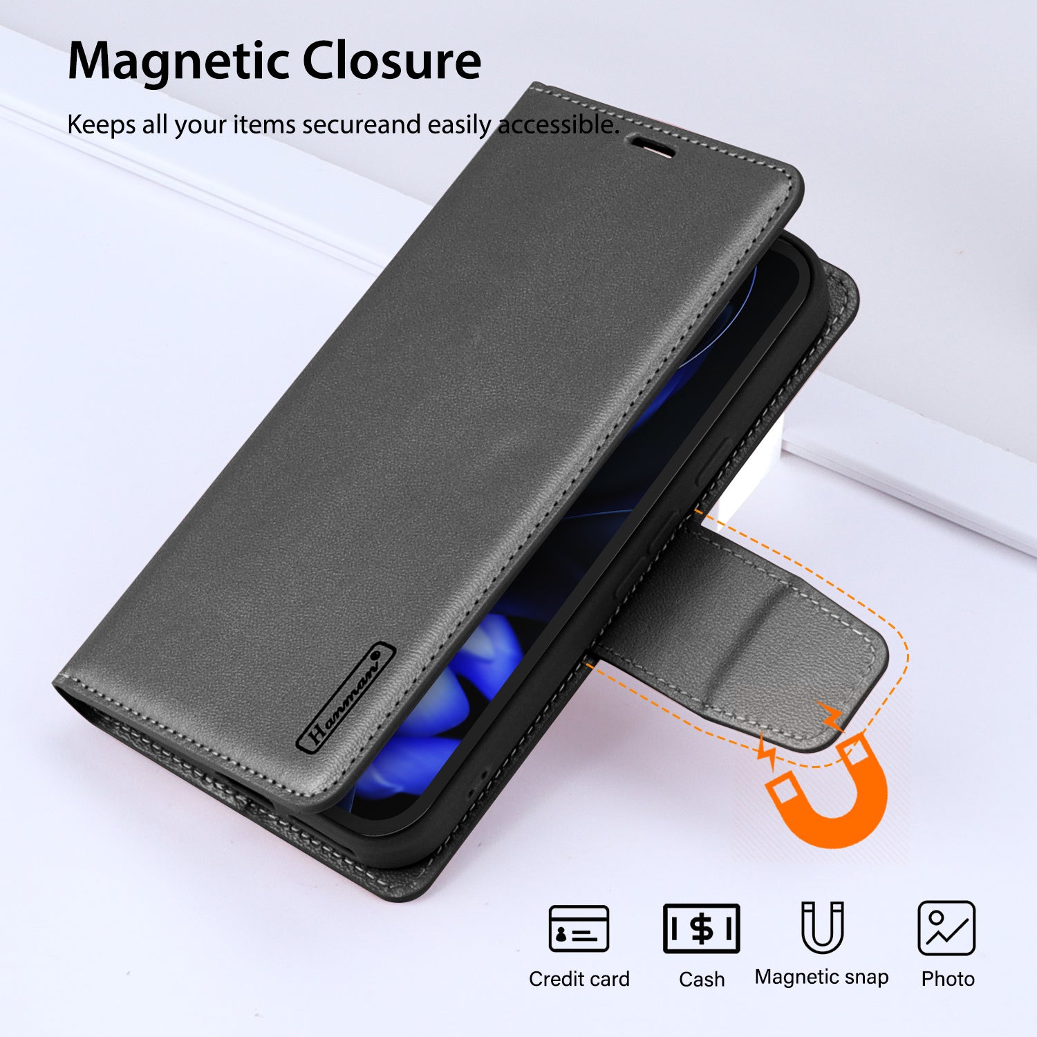 Hanman Google Pixel 9a Flip Wallet Leather Case Black