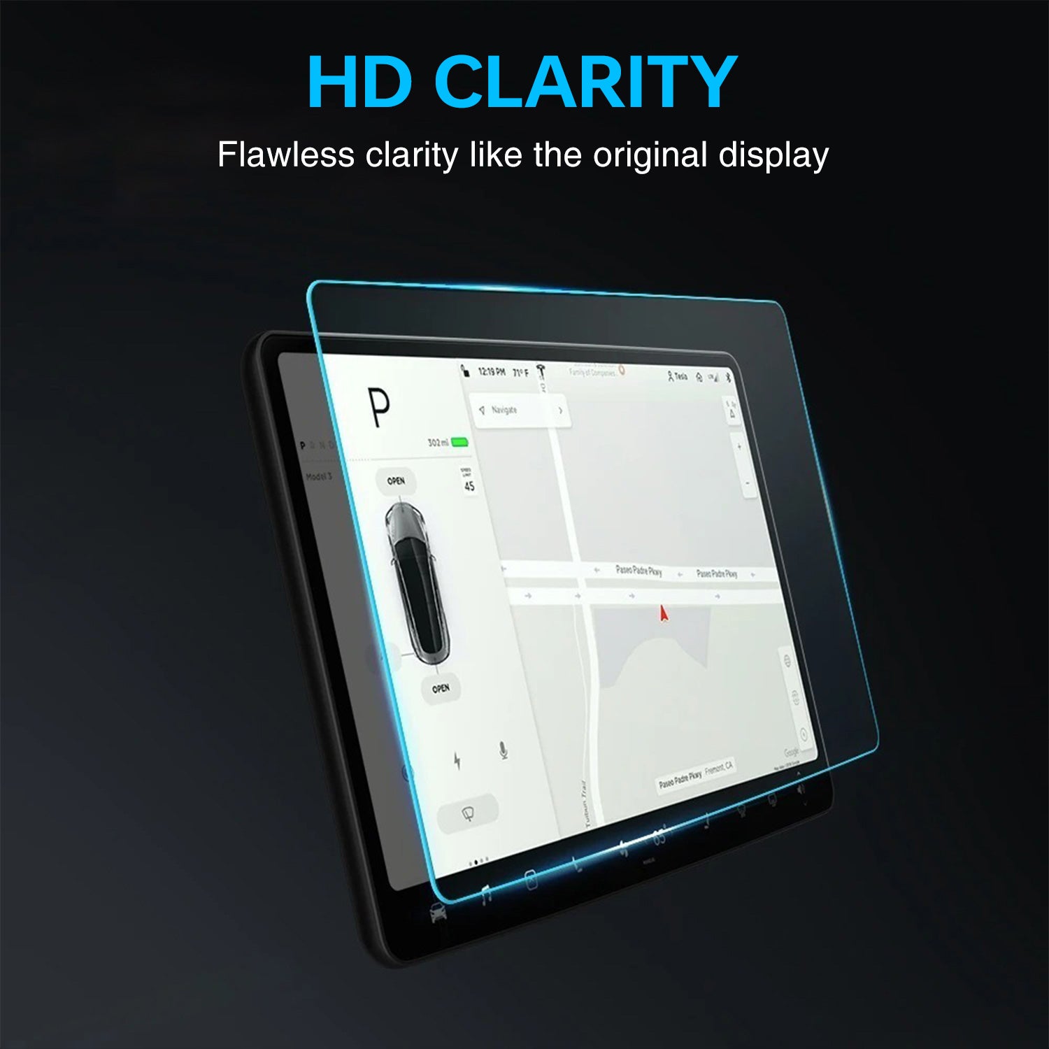 Tesla Model 3/Y 15'' Touchscreen Protector HD Clear Tempered Glass