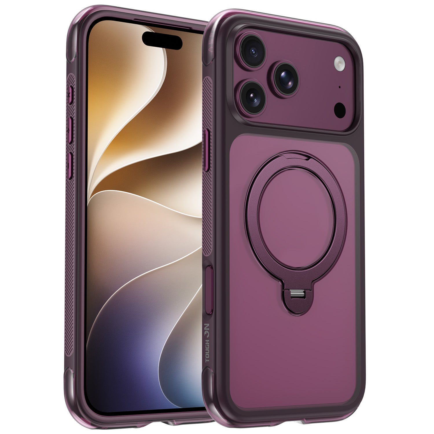 Tough On AeroShield Magnetic Case with Ring Stand for iPhone – Wine