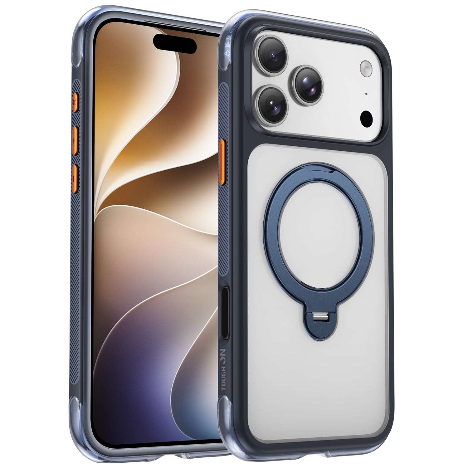 Tough On AeroShield Magnetic Case with Ring Stand for iPhone – Deep Blue