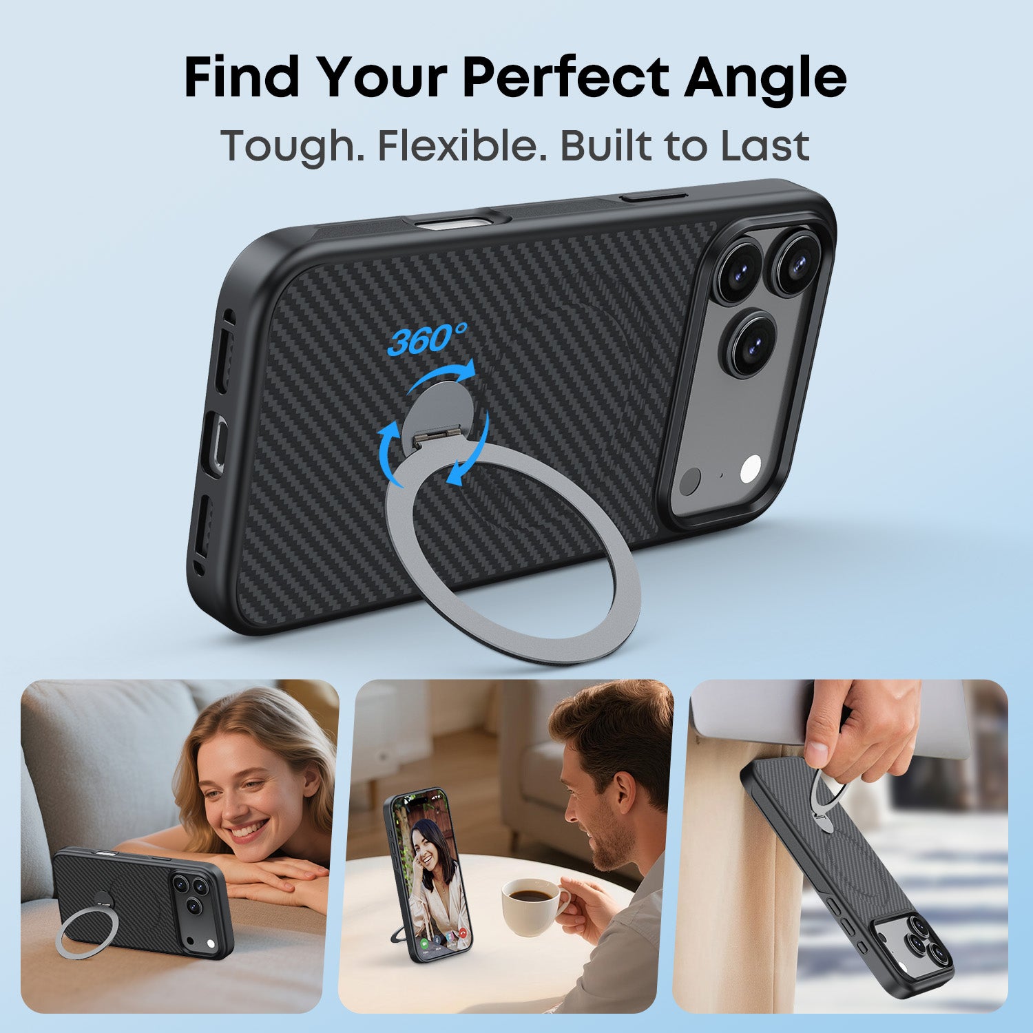 Tough On Armour Case with Ring Holder Stand MagSafe Compatible for iPhone 17 Series