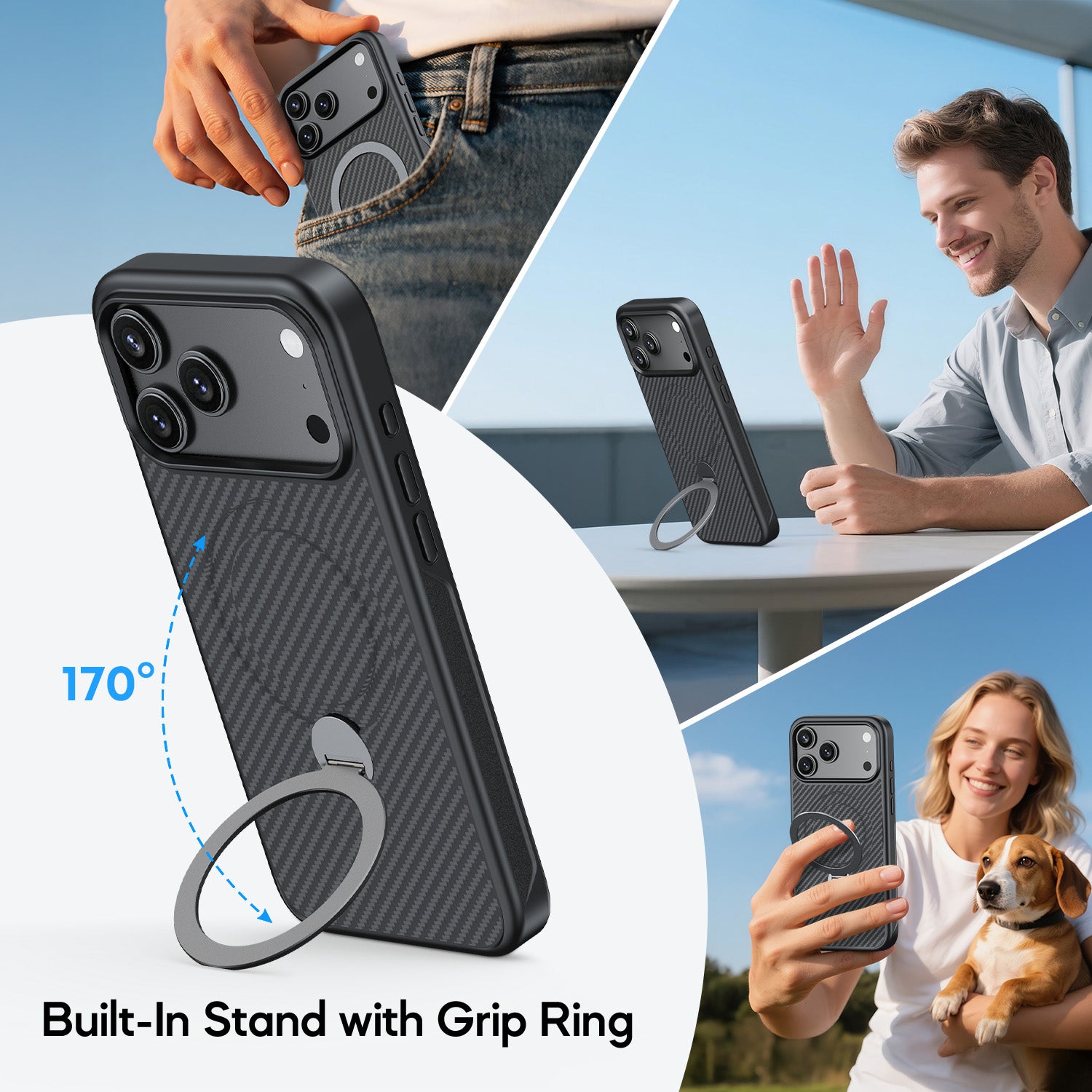 Tough On Armour Case with Ring Holder Stand MagSafe Compatible for iPhone 17 Series