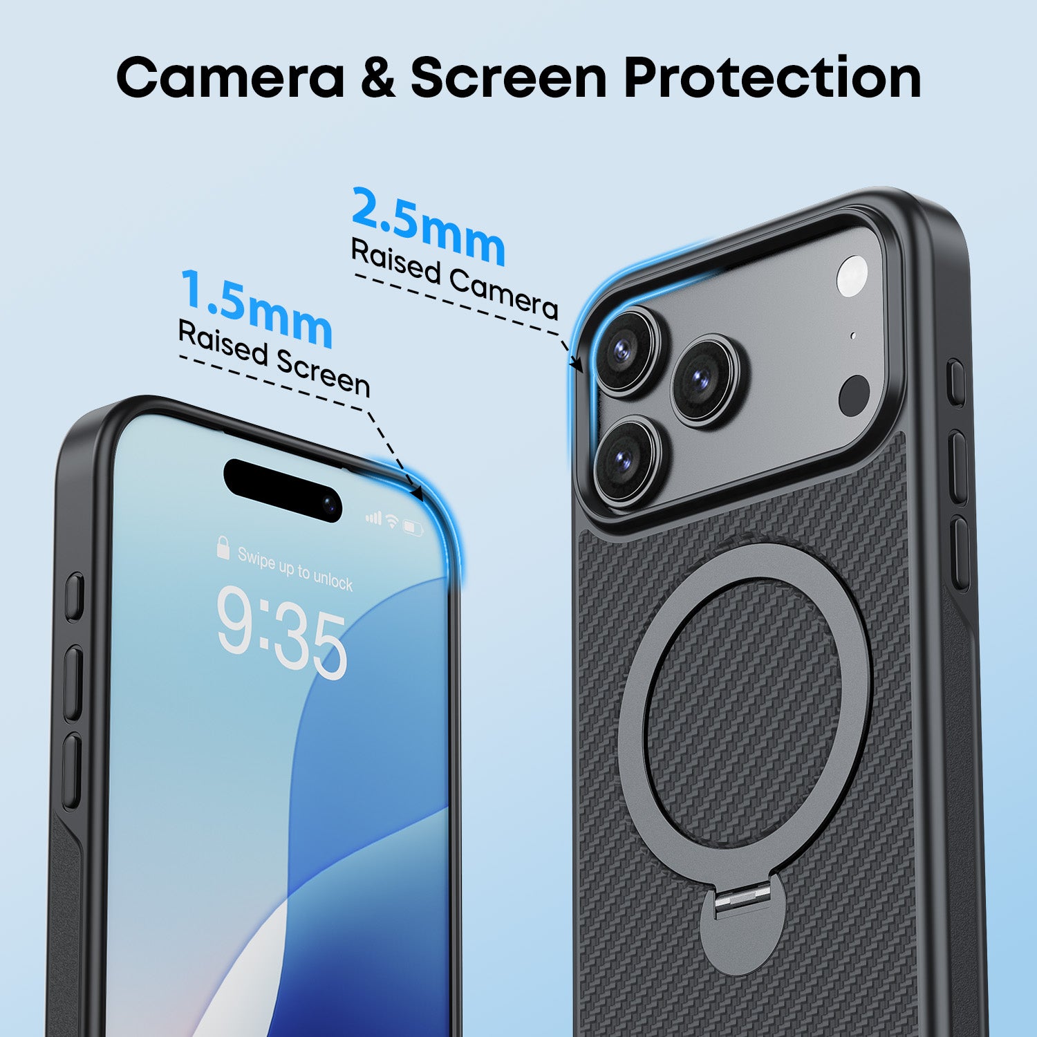 Tough On Armour Case with Ring Holder Stand MagSafe Compatible for iPhone 17 Series