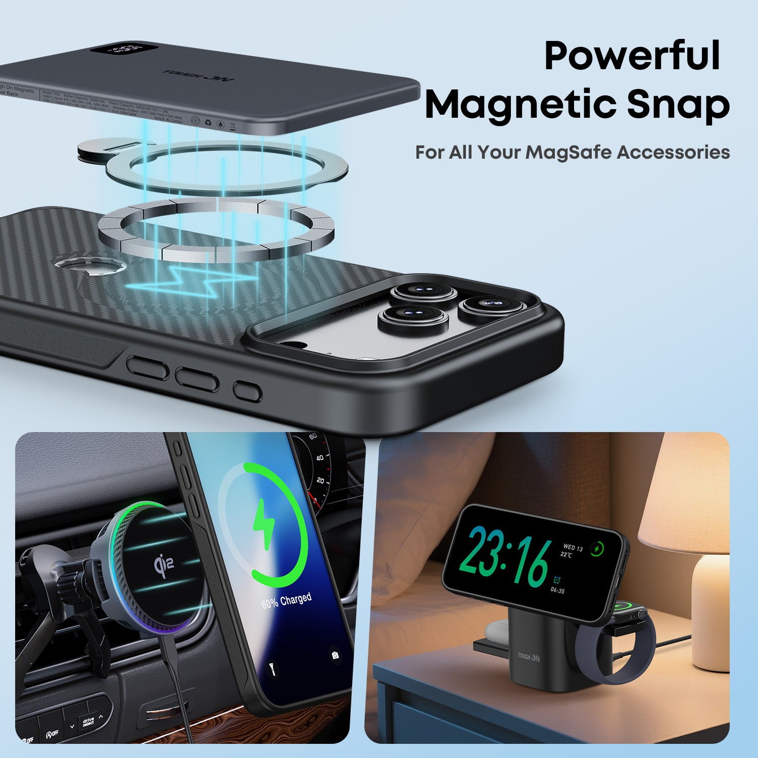 Tough On Armour Case with Ring Holder Stand MagSafe Compatible for iPhone 17 Series