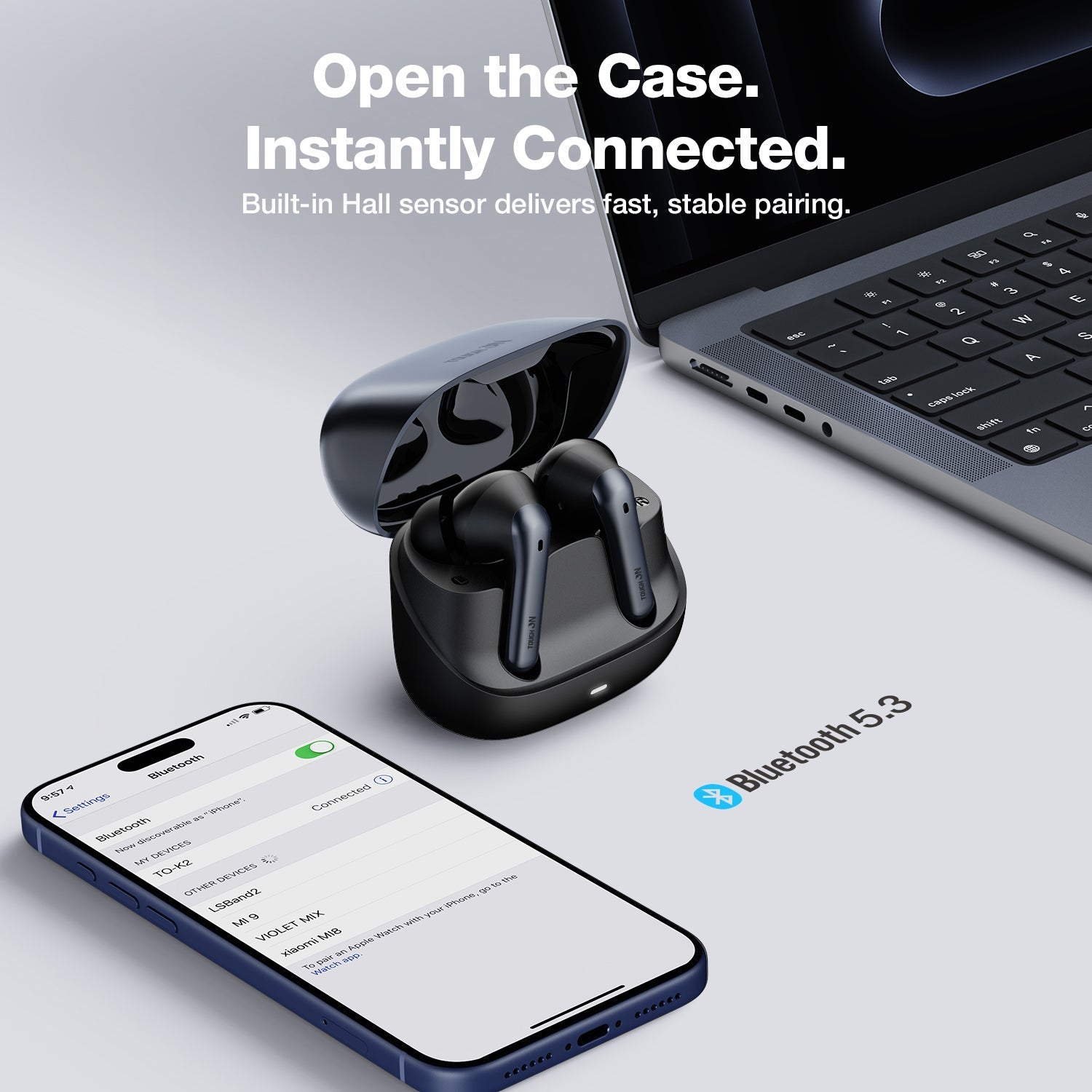 Tough On K2 Noise Cancelling Earbuds with Adaptive ANC