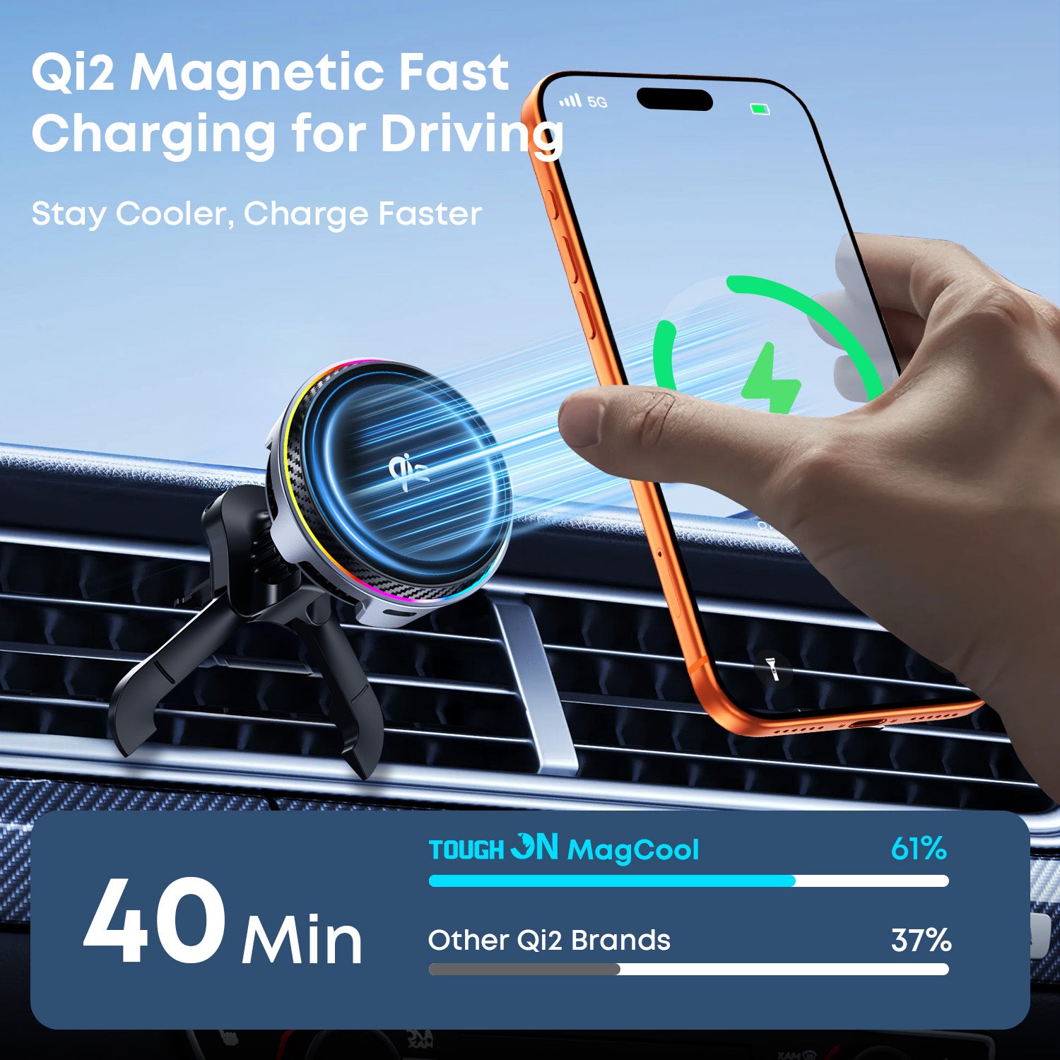 Tough On MagCool Qi2 Wireless Car Charger with Active Cooling