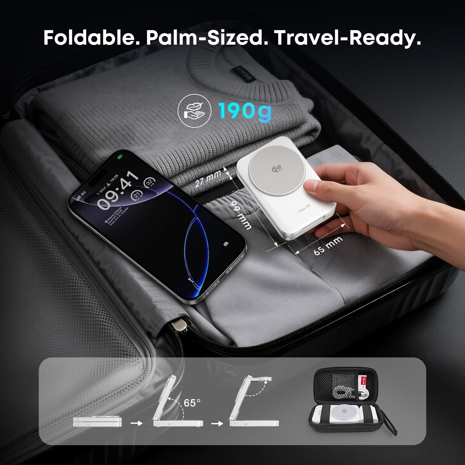 Tough On MagFold Qi2.2 25W 3-in-1 Foldable Wireless Charger