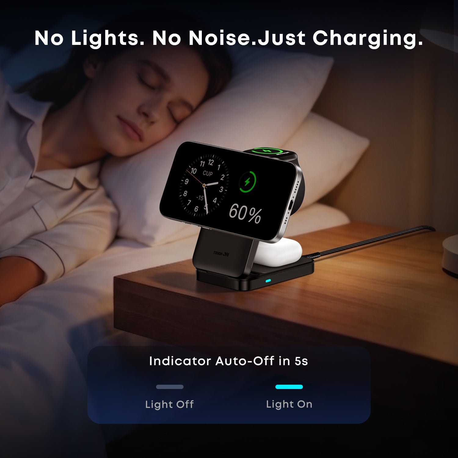 Tough On MagFold Qi2.2 25W 3-in-1 Foldable Wireless Charger