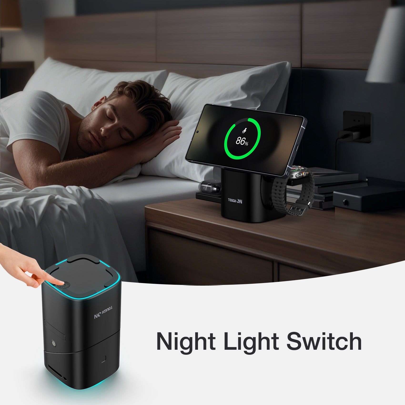 Tough On MagPro QI2 3-in-1 Wireless Charger for Samsung Galaxy Phone Watch Earbuds