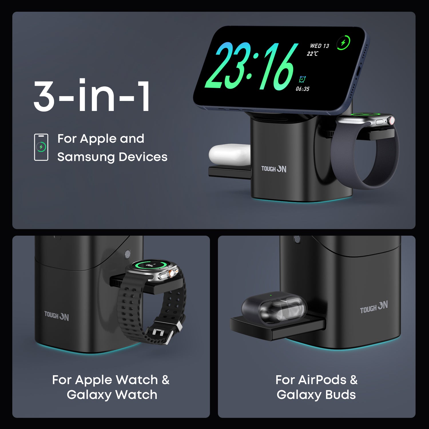 Tough On MagPro 3-in-1 Wireless Charger