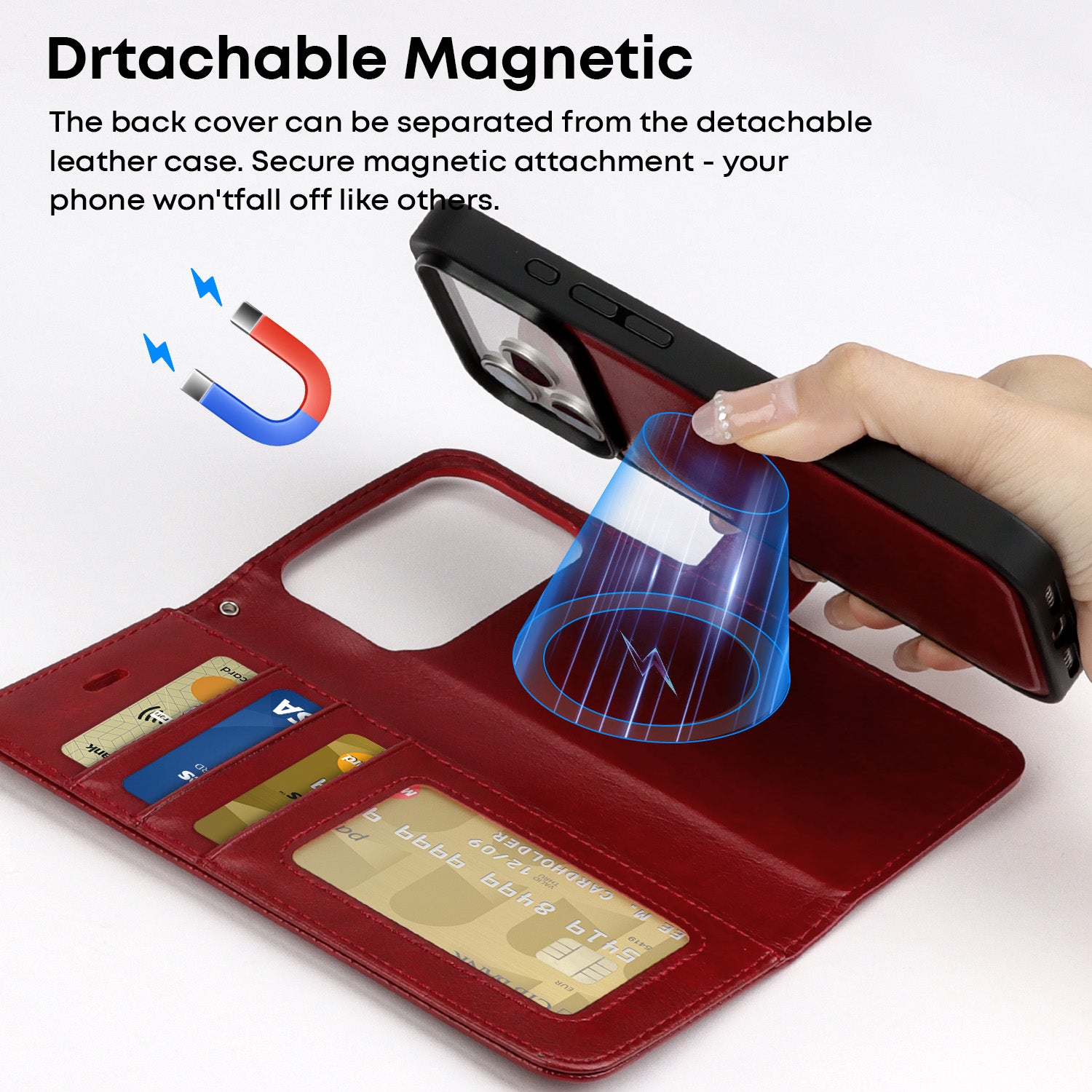 Tough On Magnetic Detachable Leather Case for iPhone 17 Series