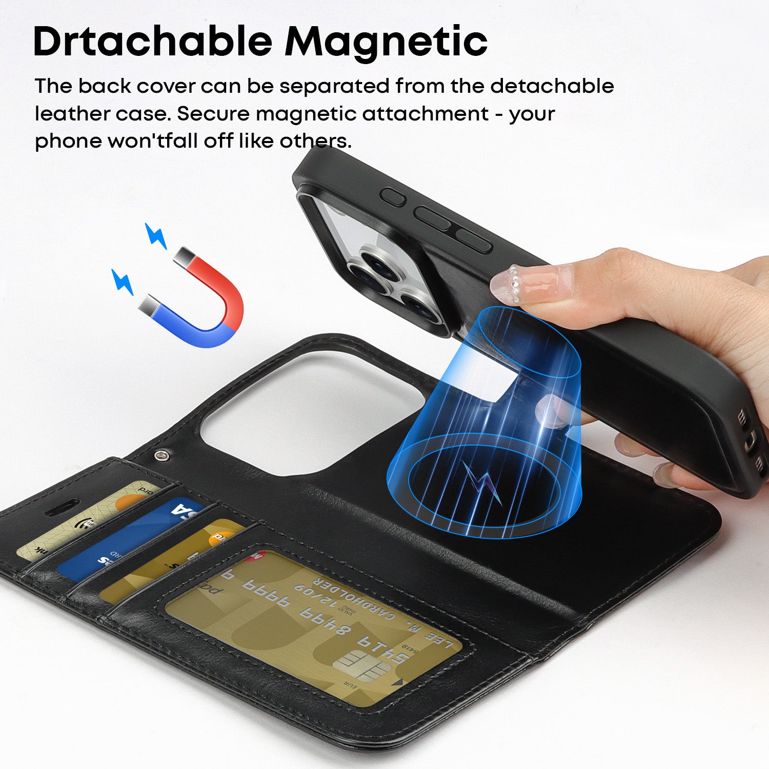 Tough On Magnetic Detachable Leather Case for iPhone 17 Series